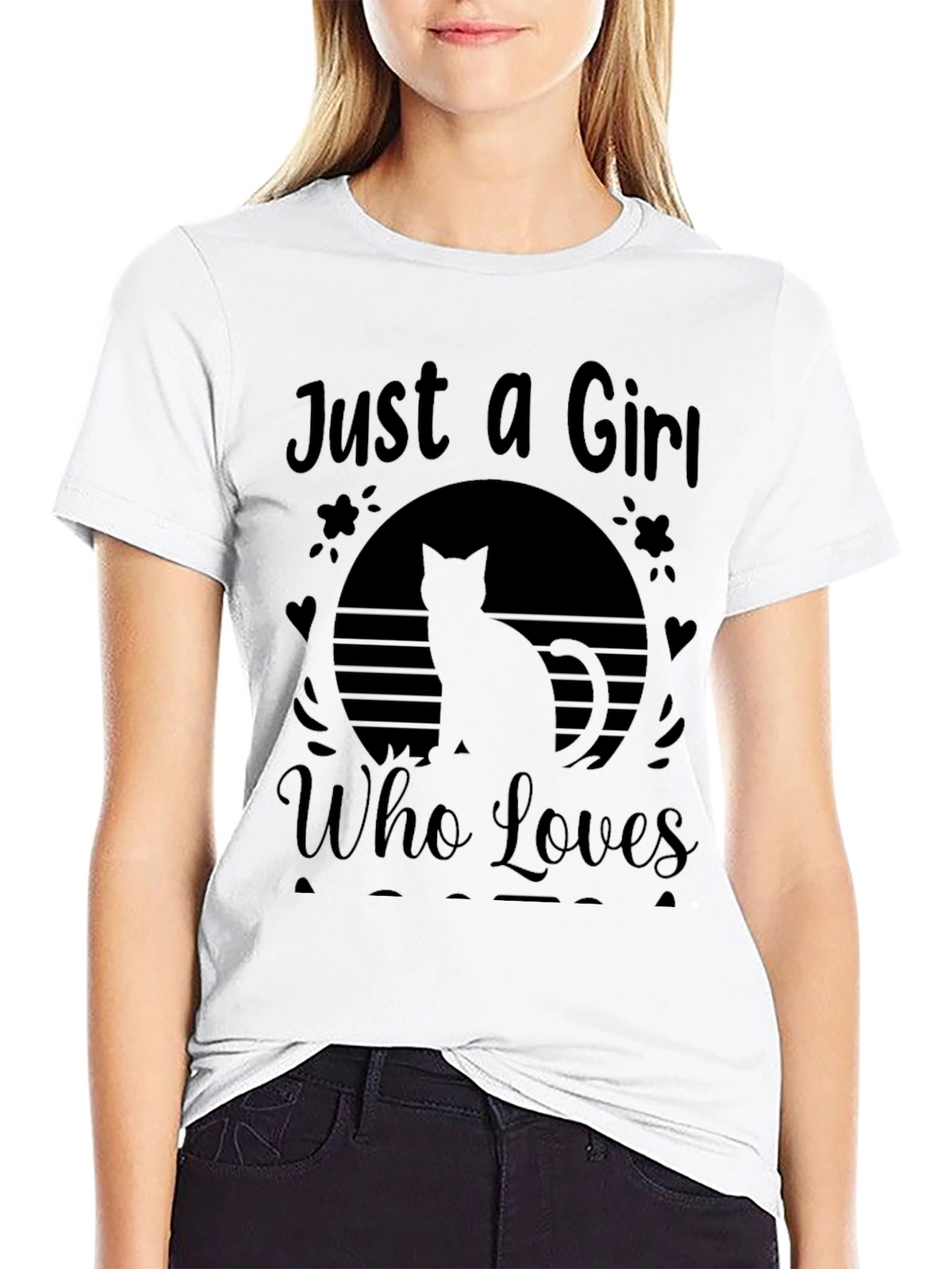 Just a Girl Who Loves Cats Black T-Shirt