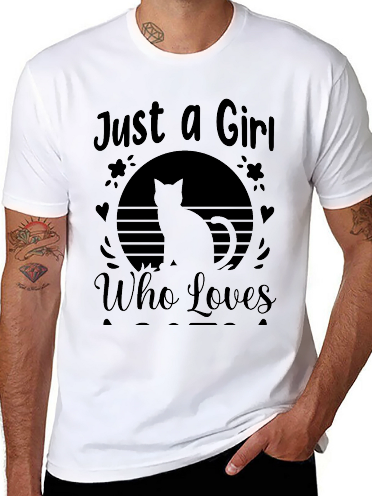 Just a Girl Who Loves Cats Black T-Shirt