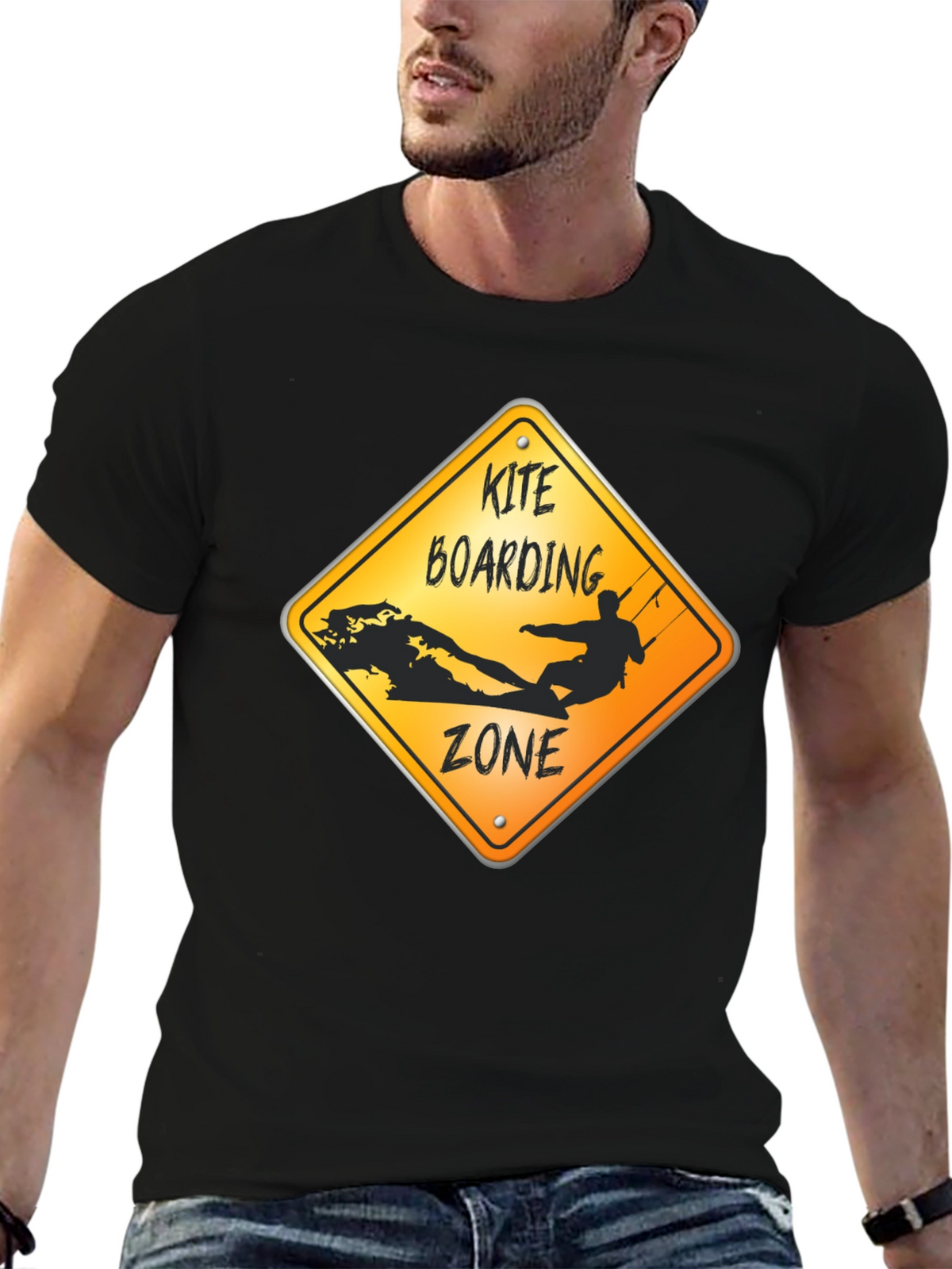 Kite Boarding Zone Graphic T-Shirt - Black