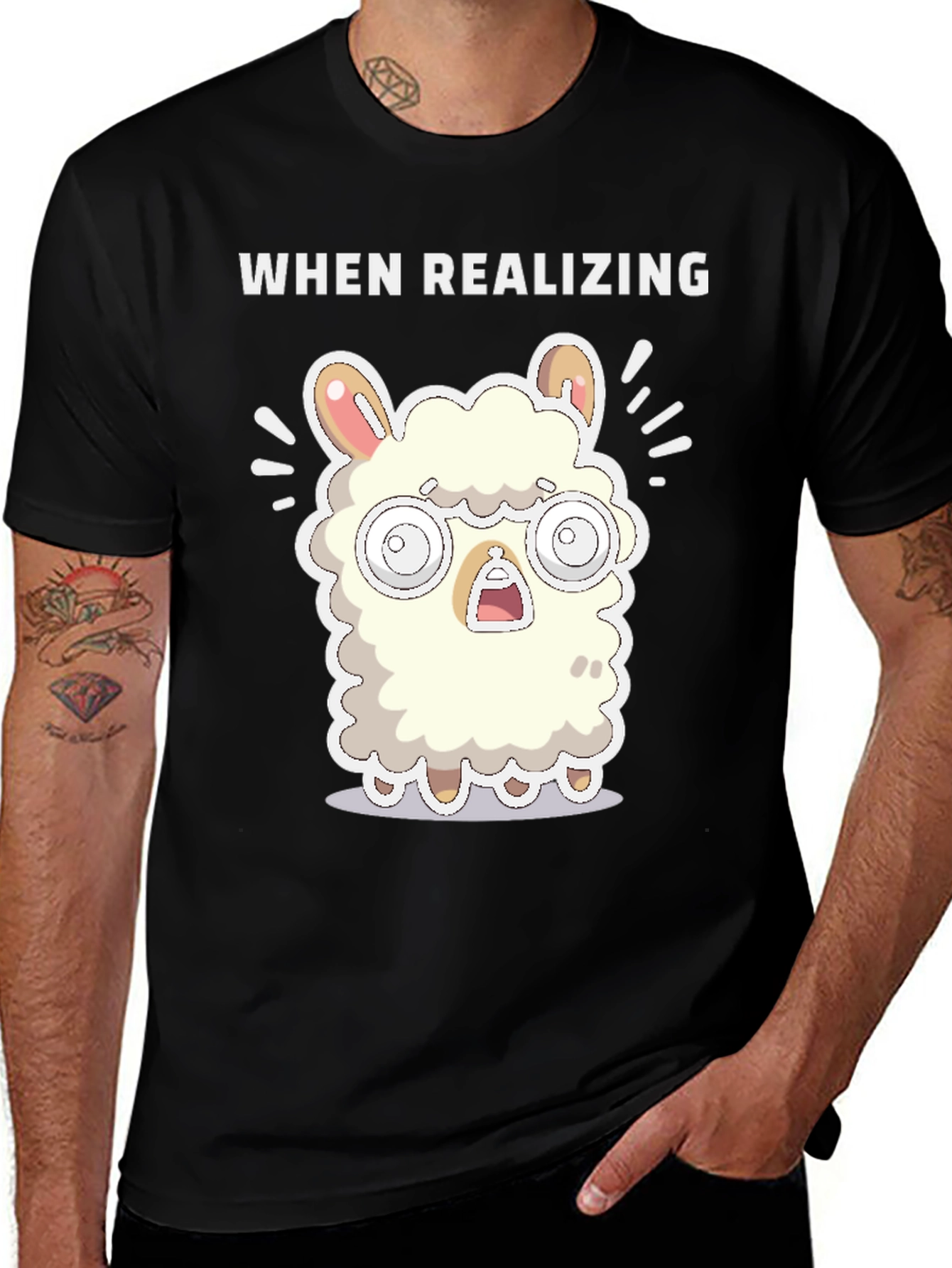 When Realizing Llama T-Shirt - Funny Graphic Tee
