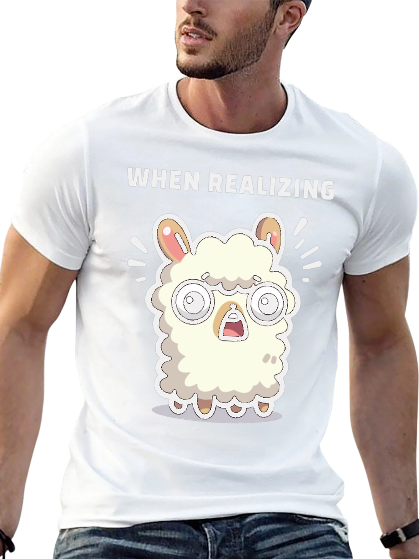 When Realizing Llama T-Shirt - Funny Graphic Tee