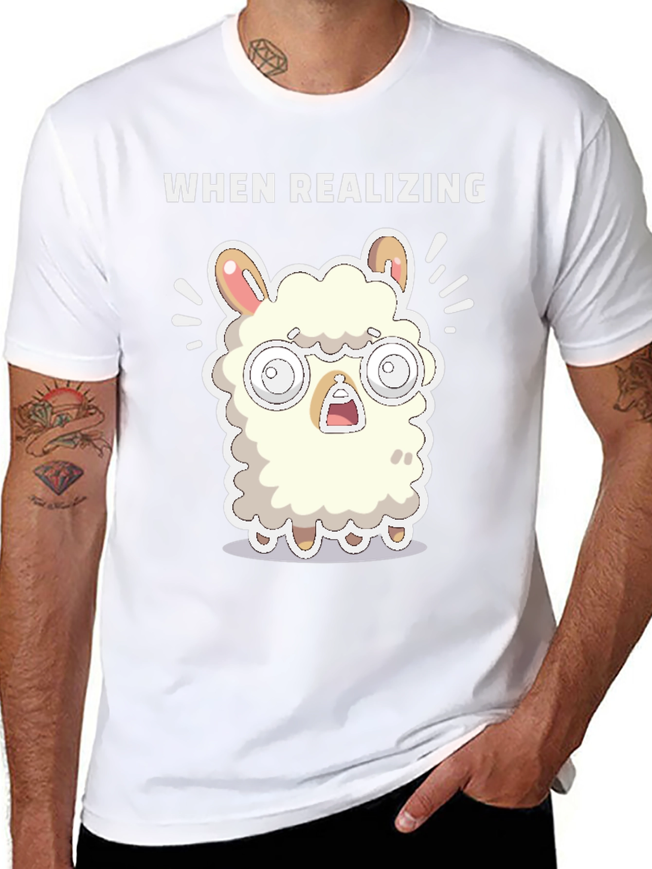 When Realizing Llama T-Shirt - Funny Graphic Tee