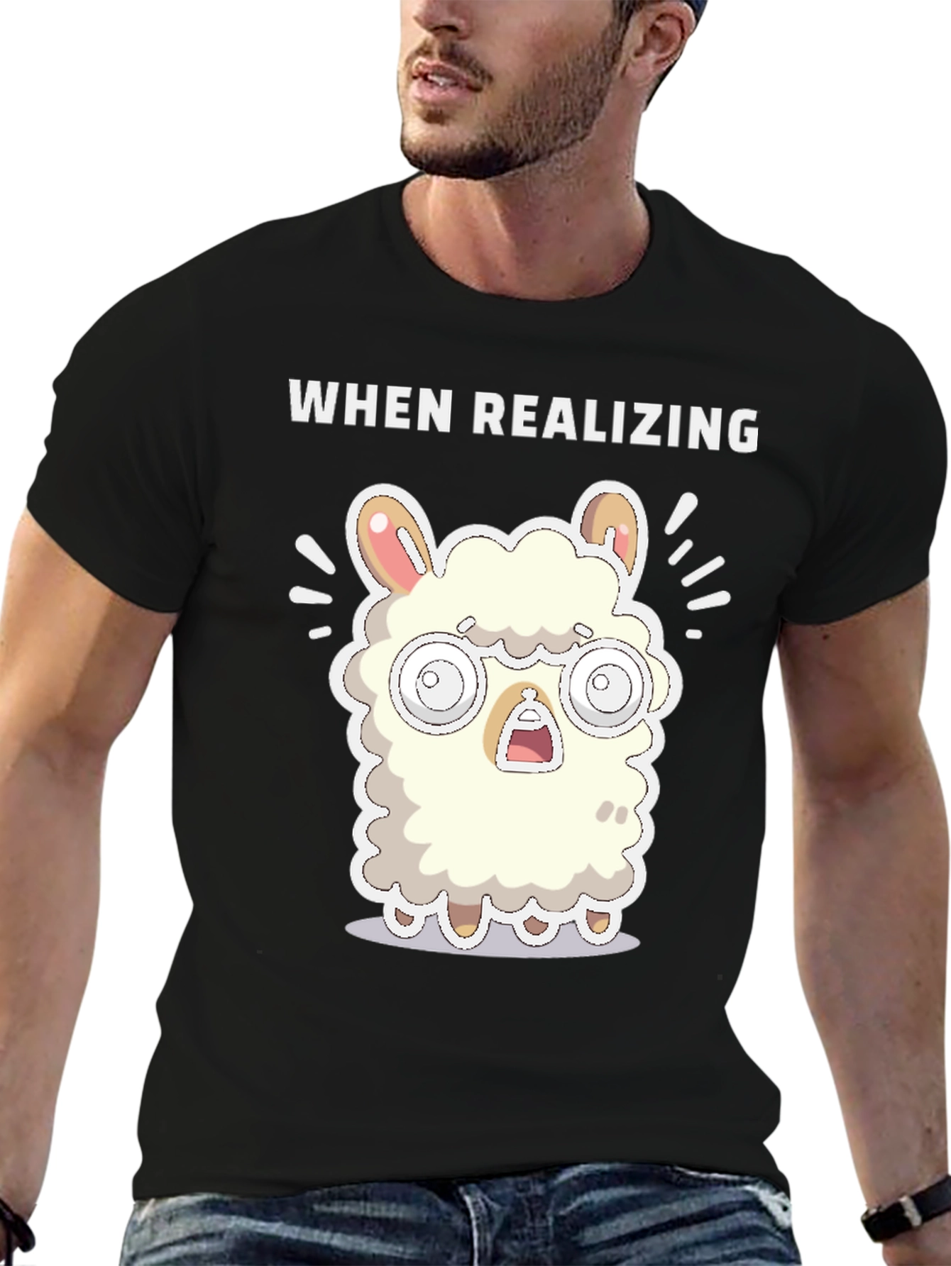 When Realizing Llama T-Shirt - Funny Graphic Tee