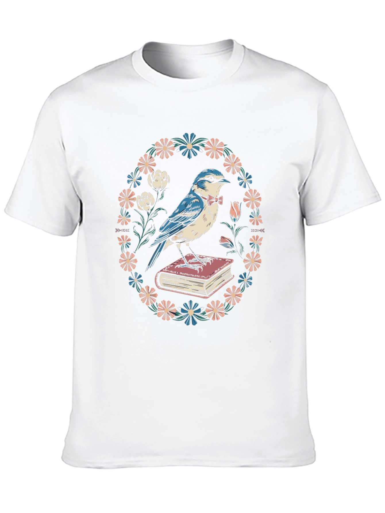 Whimsical Bird on Book T-Shirt