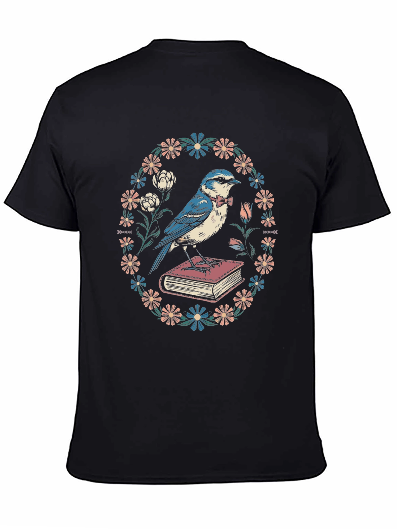 Whimsical Bird on Book T-Shirt
