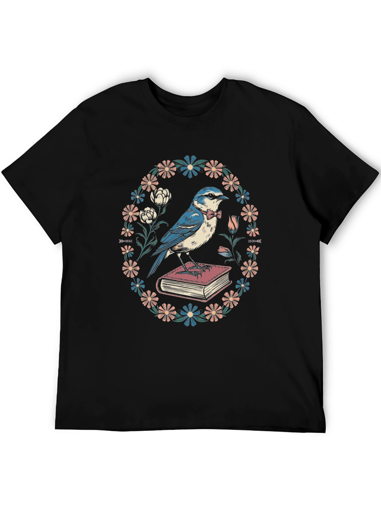 Whimsical Bird on Book T-Shirt
