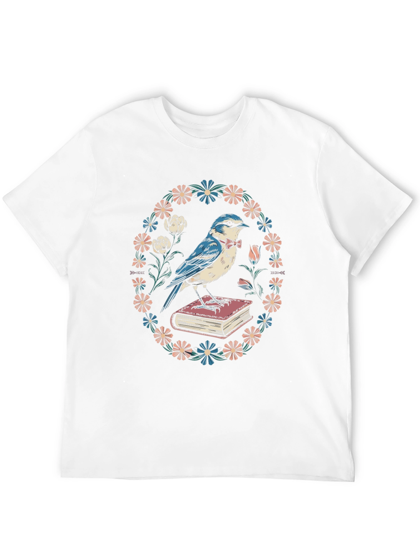 Whimsical Bird on Book T-Shirt