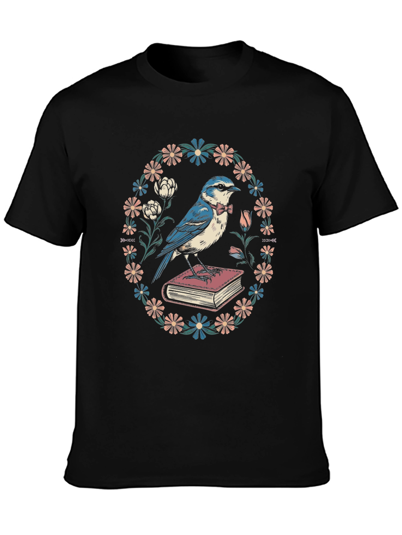 Whimsical Bird on Book T-Shirt