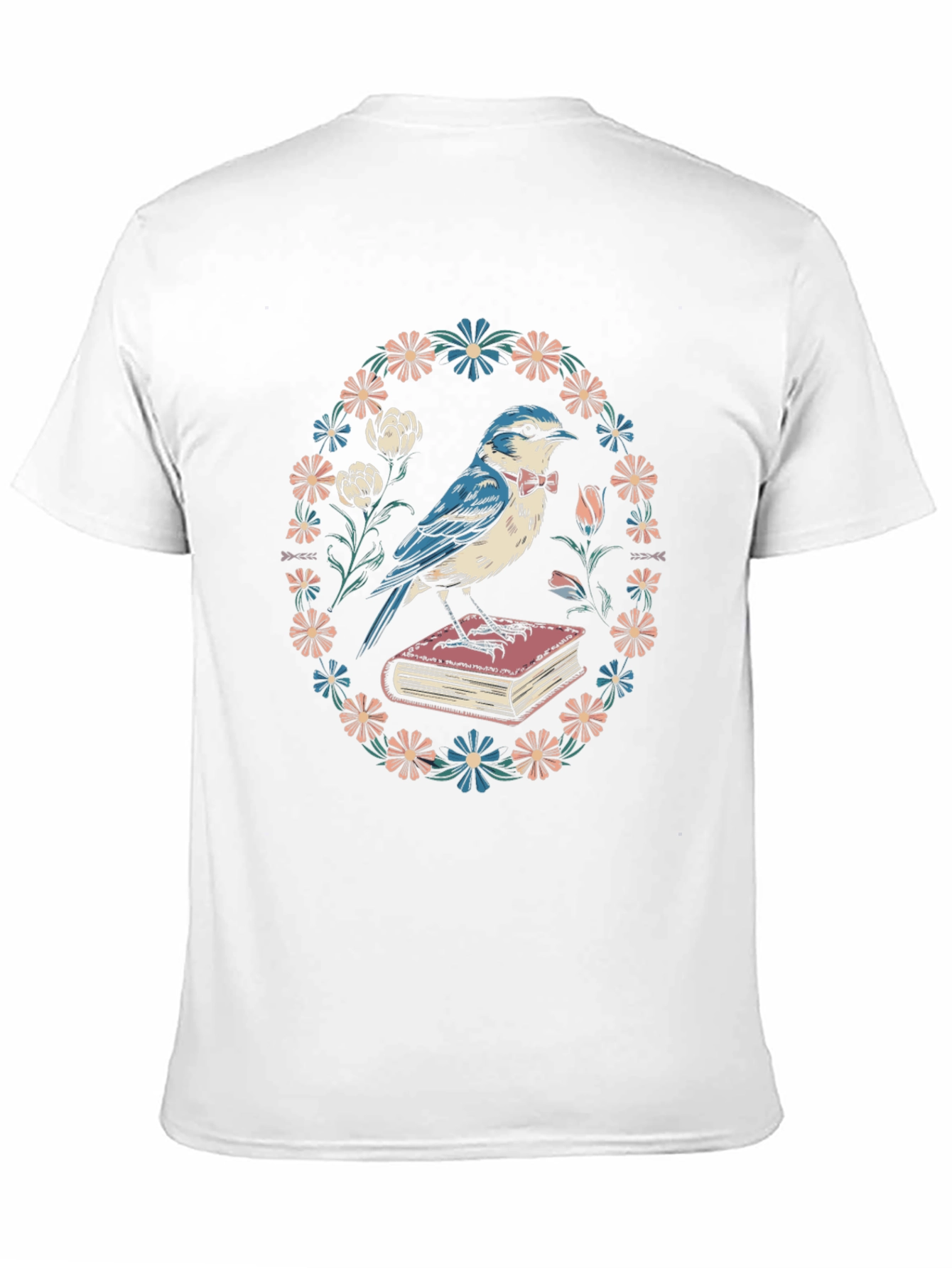 Whimsical Bird on Book T-Shirt