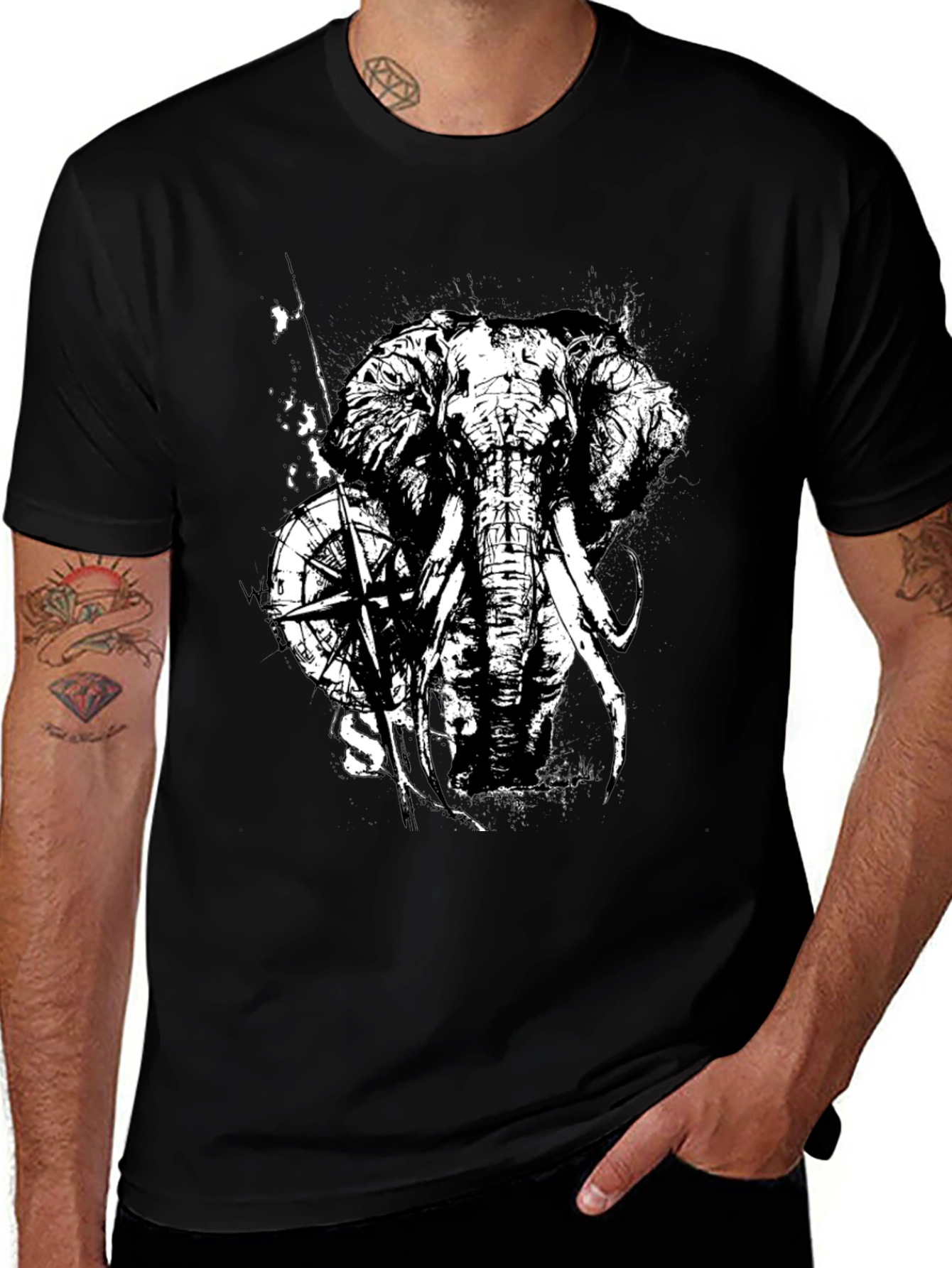 Elephant Compass Graphic Tee