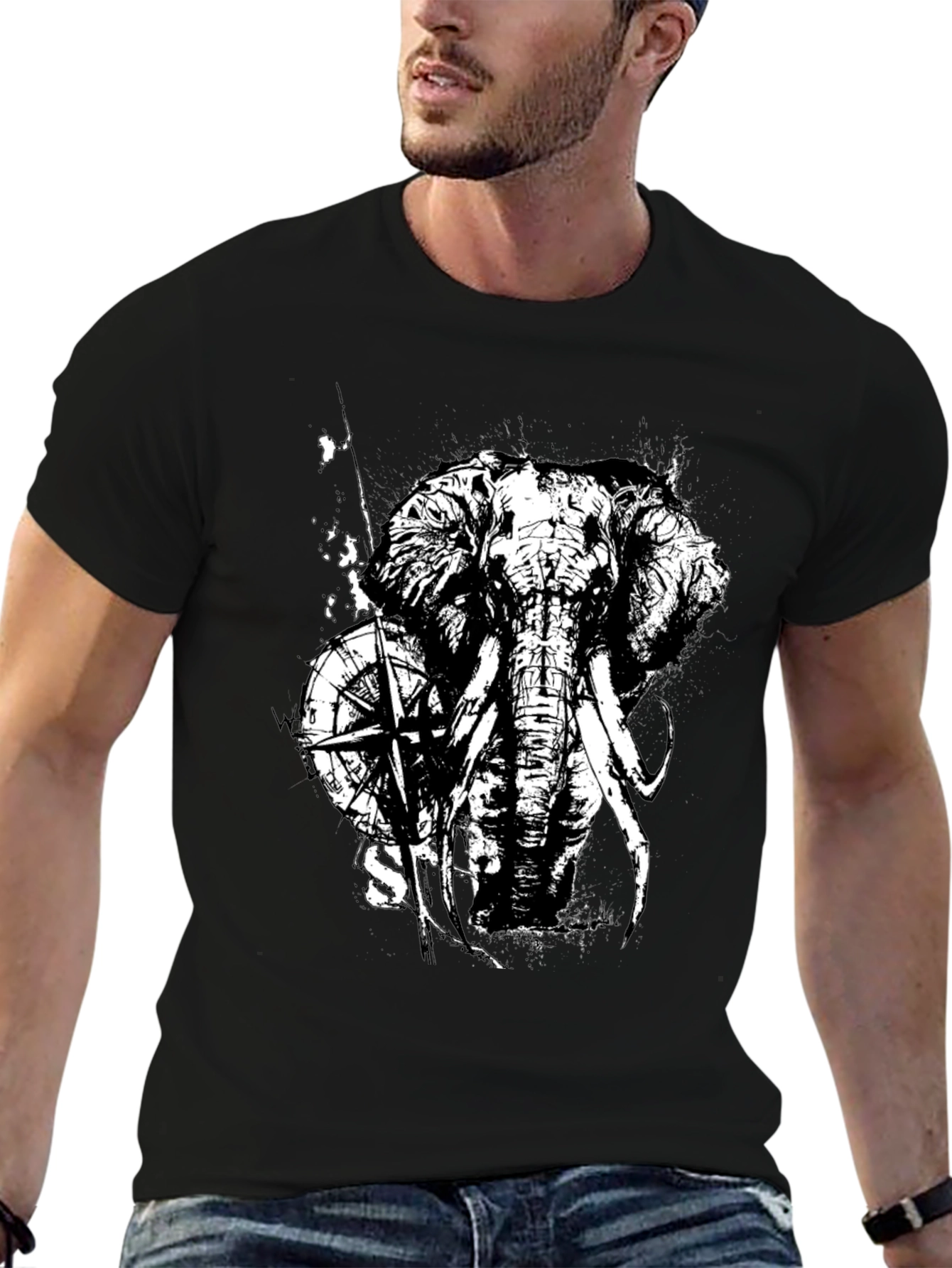 Elephant Compass Graphic Tee