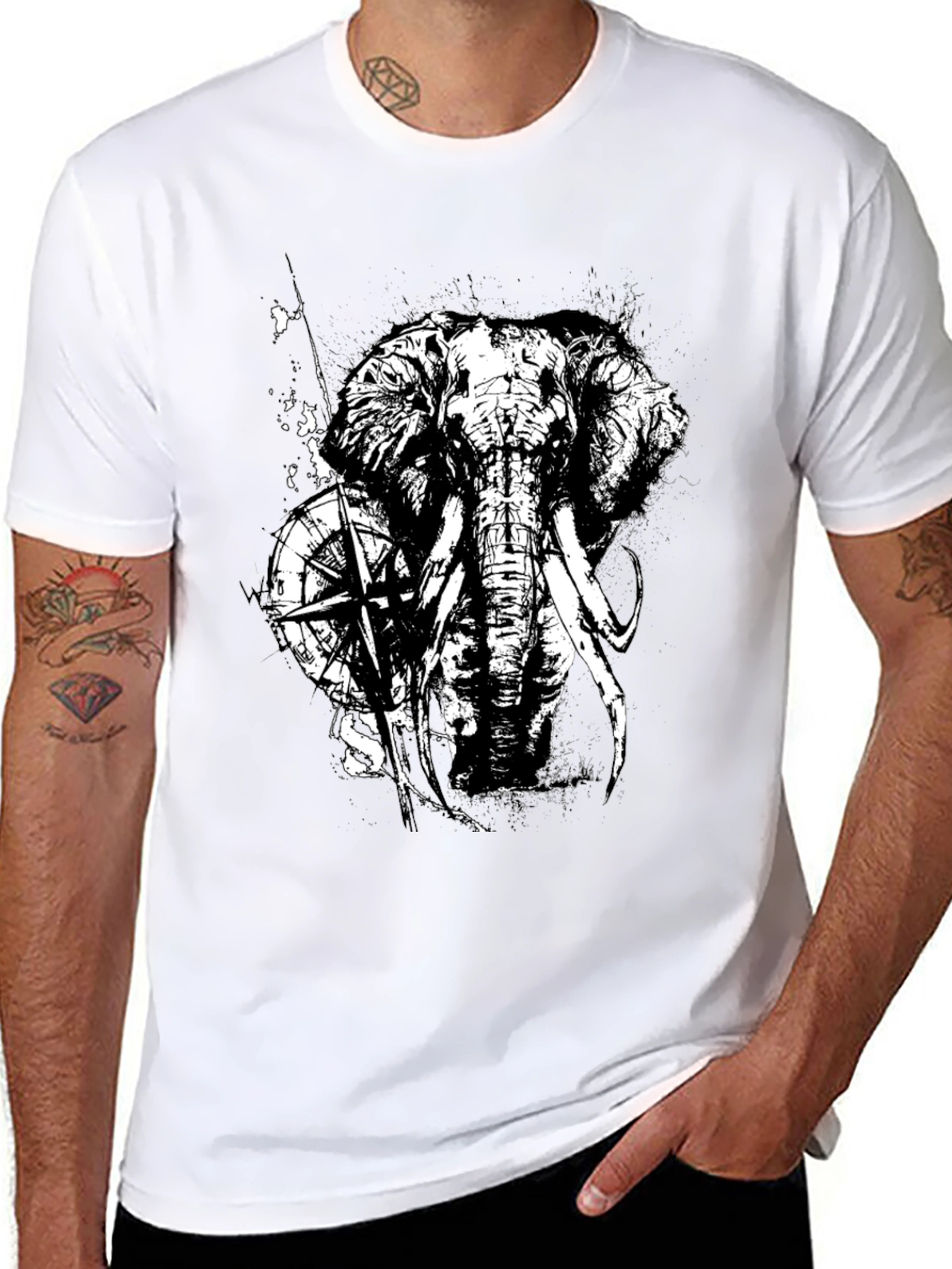 Elephant Compass Graphic Tee