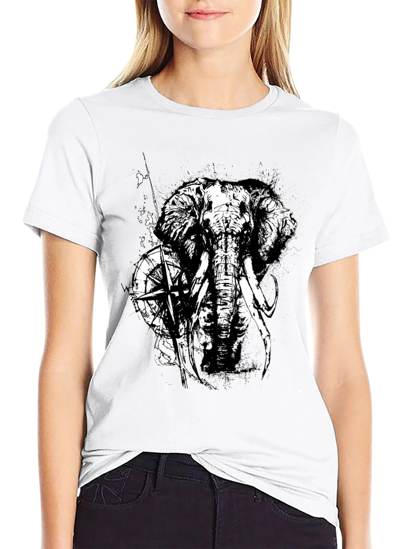 Elephant Compass Graphic Tee