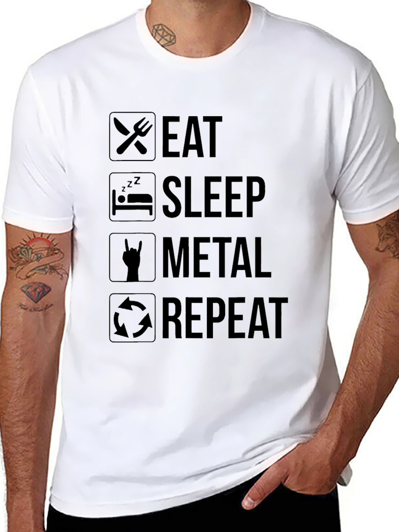 Eat Sleep Metal Repeat Black Graphic Tee