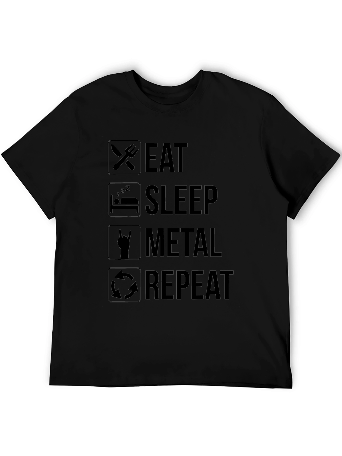 Eat Sleep Metal Repeat Black Graphic Tee
