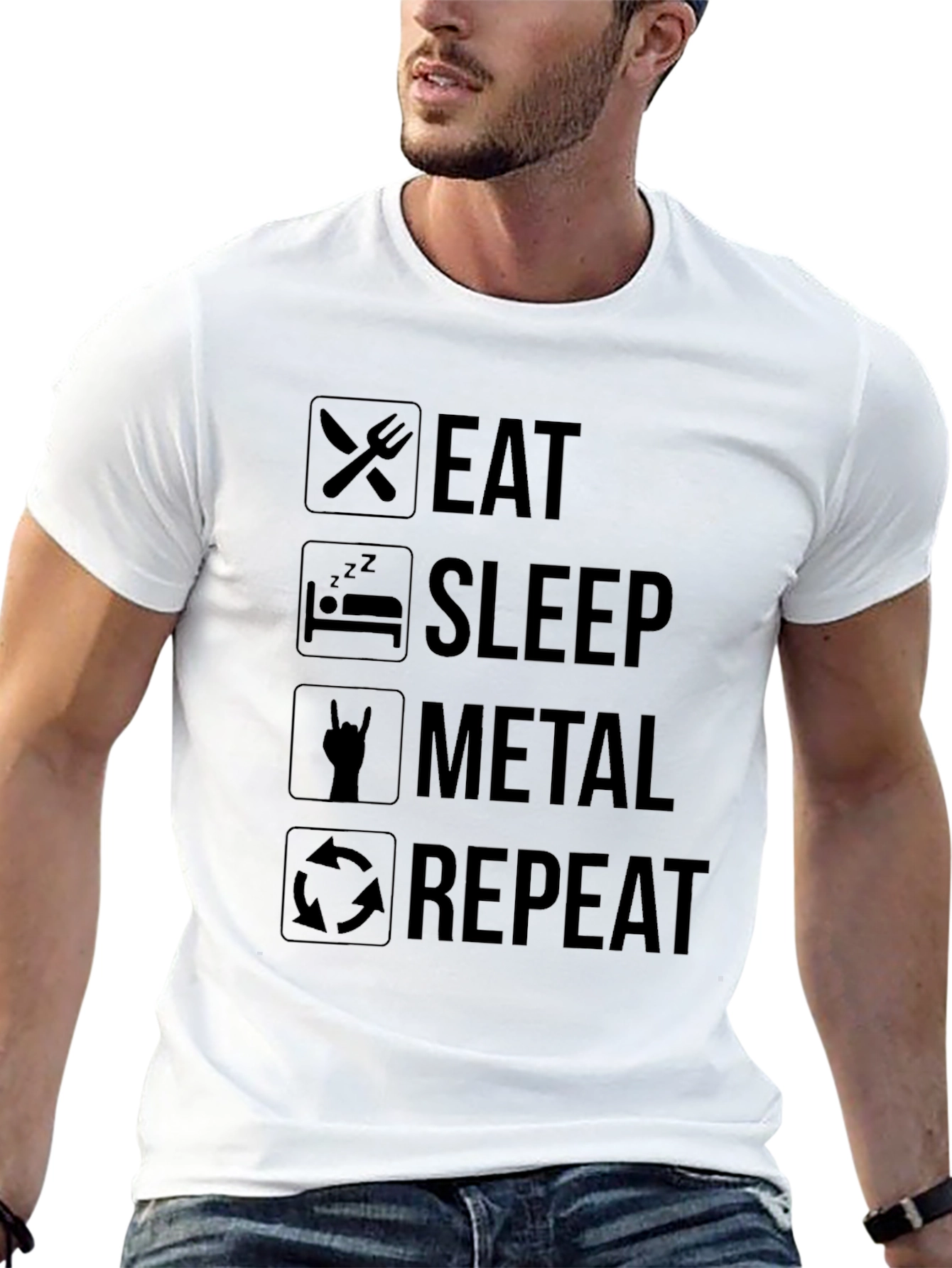 Eat Sleep Metal Repeat Black Graphic Tee