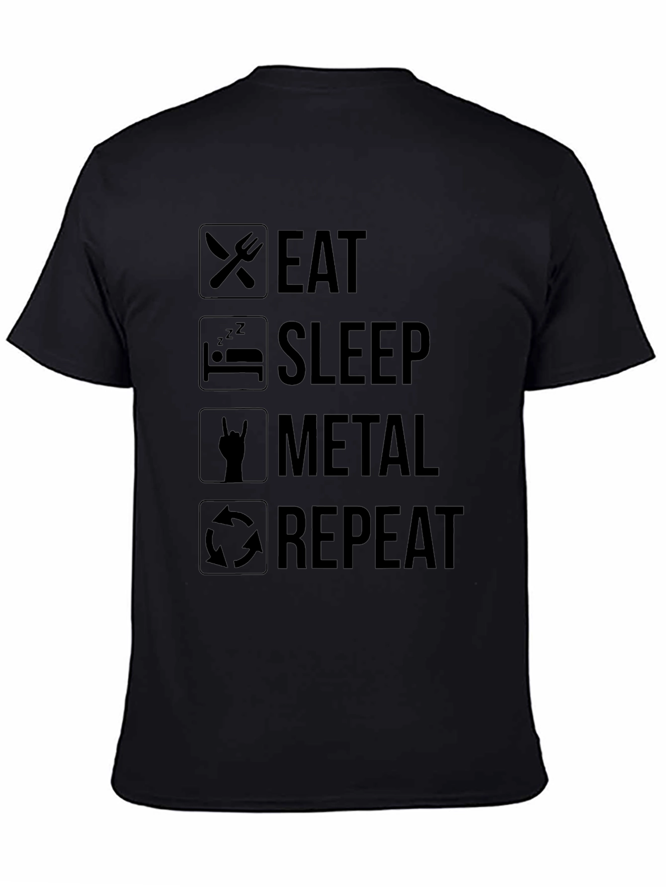 Eat Sleep Metal Repeat Black Graphic Tee