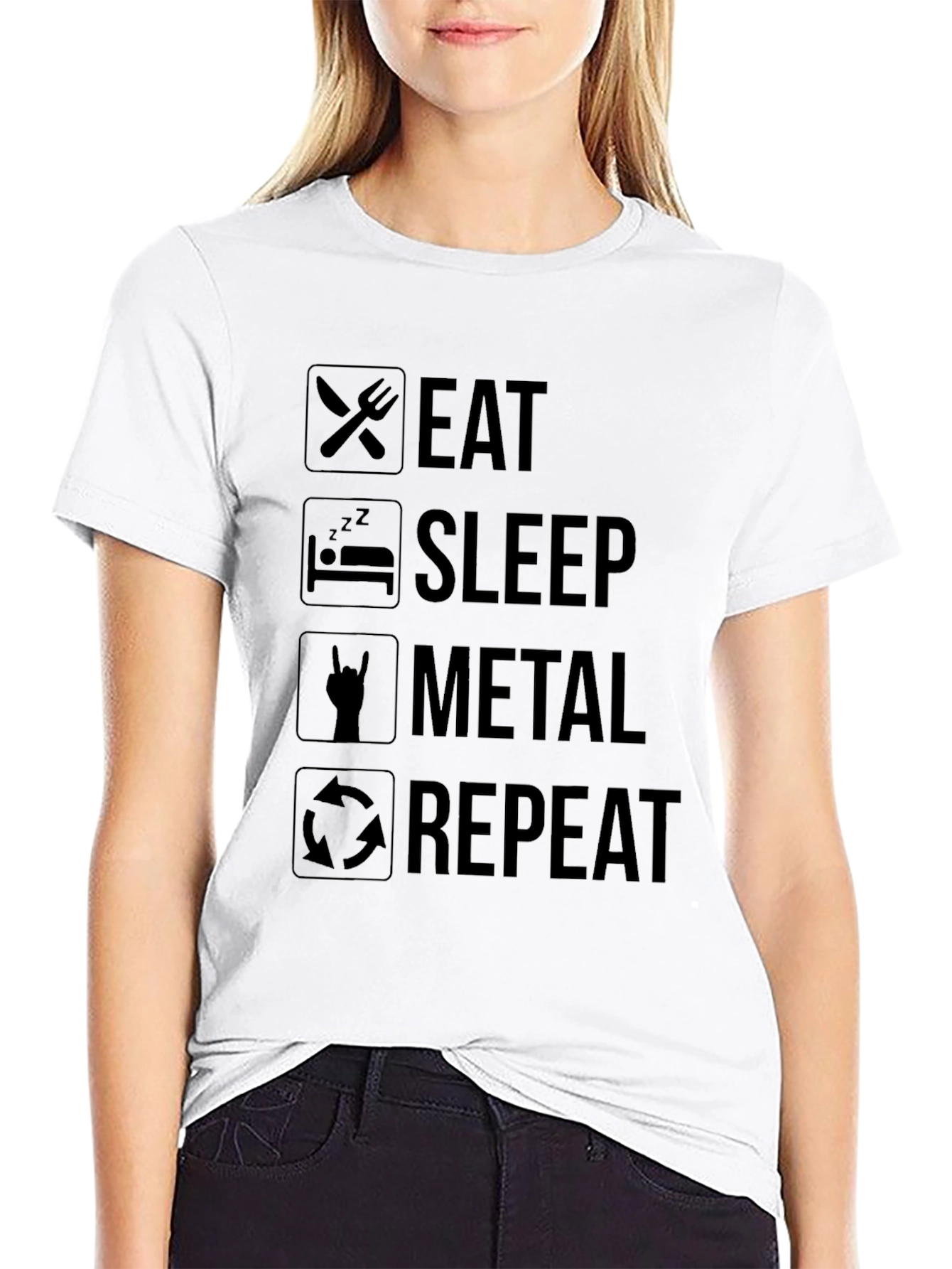 Eat Sleep Metal Repeat Black Graphic Tee