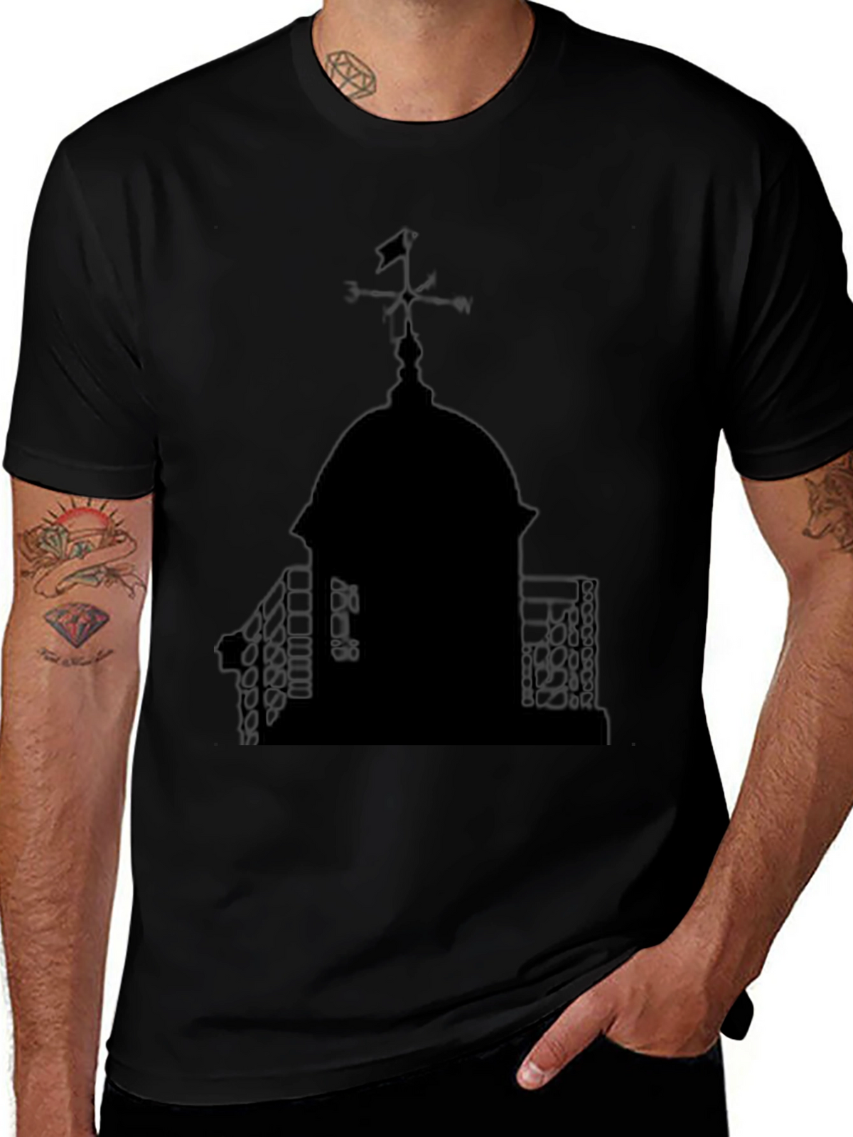 Black Silhouette Dome Graphic T-Shirt