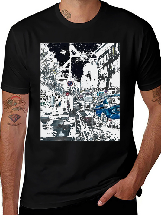 Urban Abstract Graphic Tee - Black