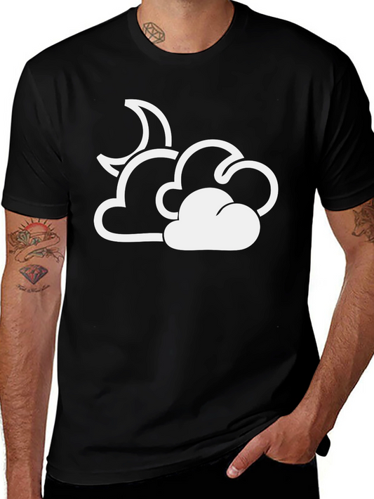 Cloud Moon Graphic T-Shirt - Black Cotton Blend