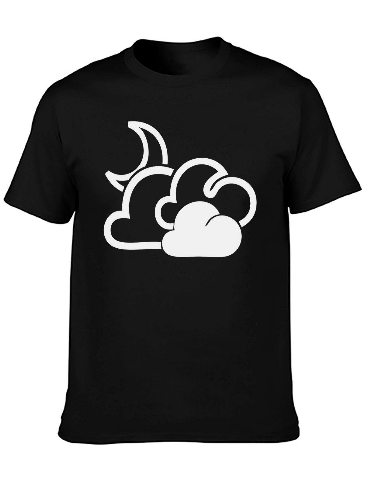 Cloud Moon Graphic T-Shirt - Black Cotton Blend