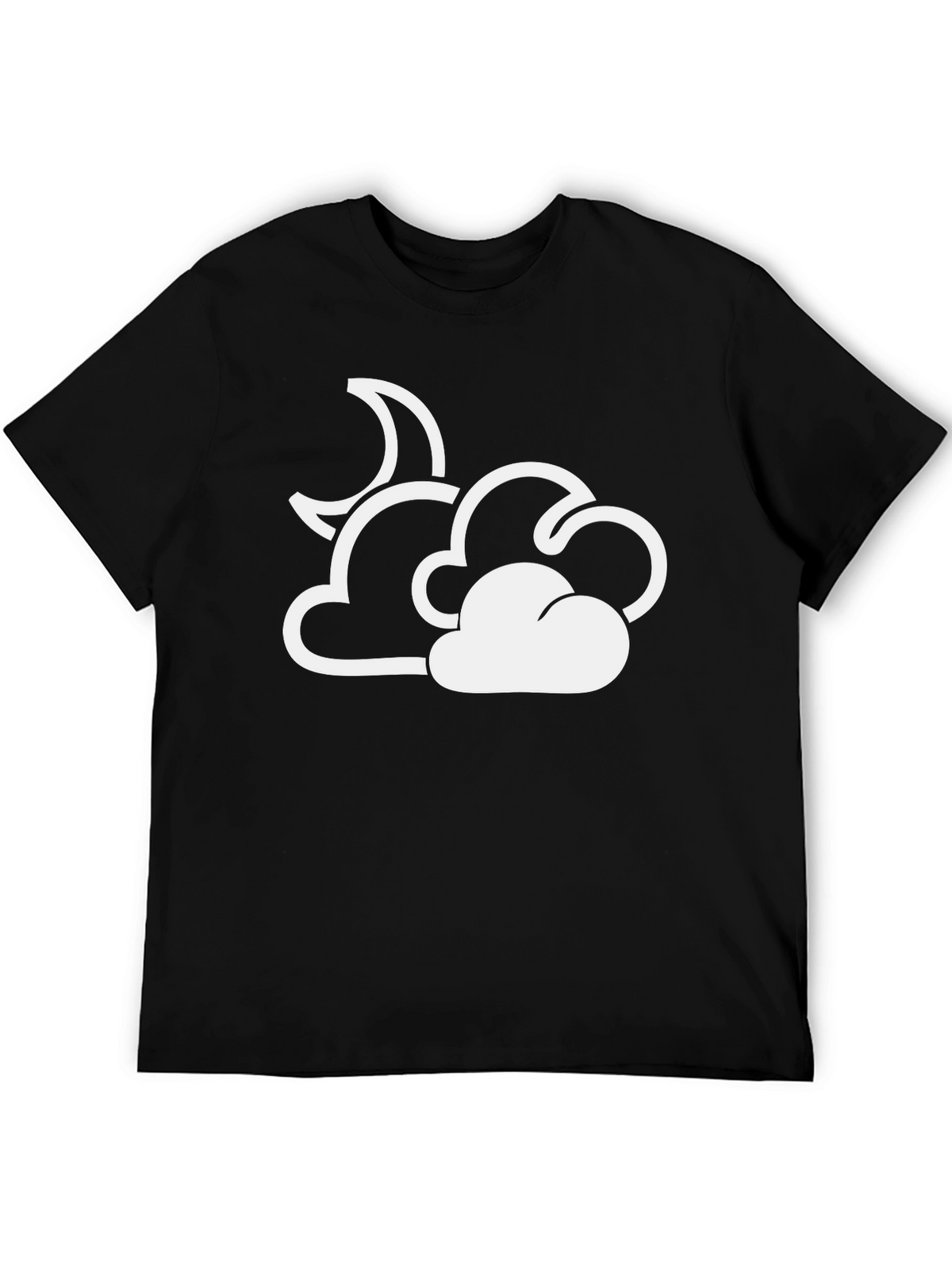 Cloud Moon Graphic T-Shirt - Black Cotton Blend