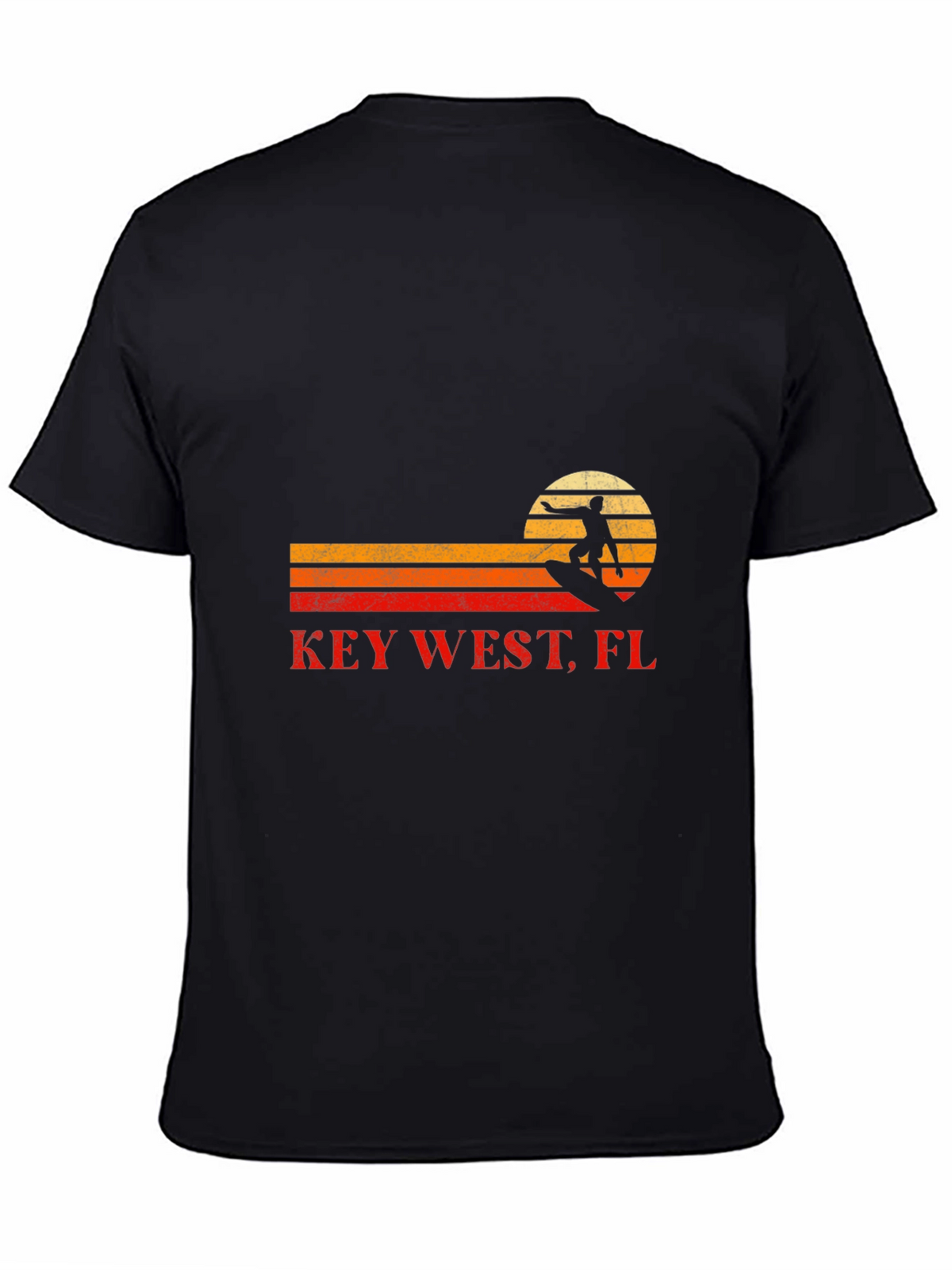 Key West FL Surfer Graphic Tee - Black
