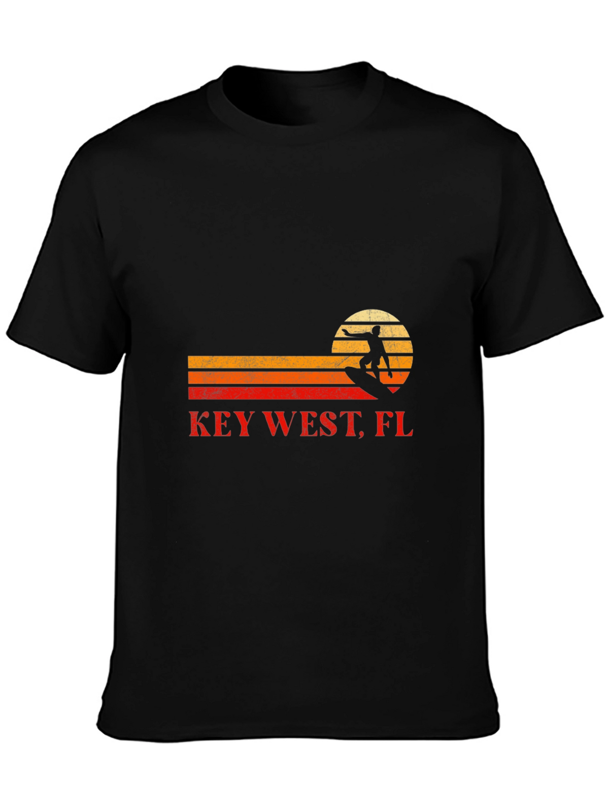 Key West FL Surfer Graphic Tee - Black