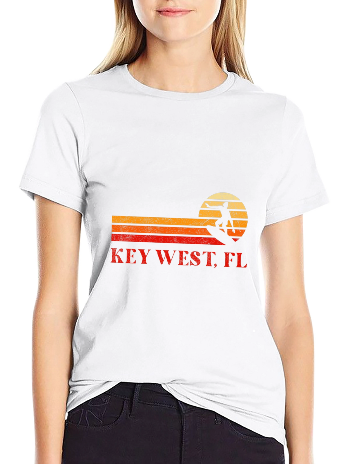 Key West FL Surfer Graphic Tee - Black