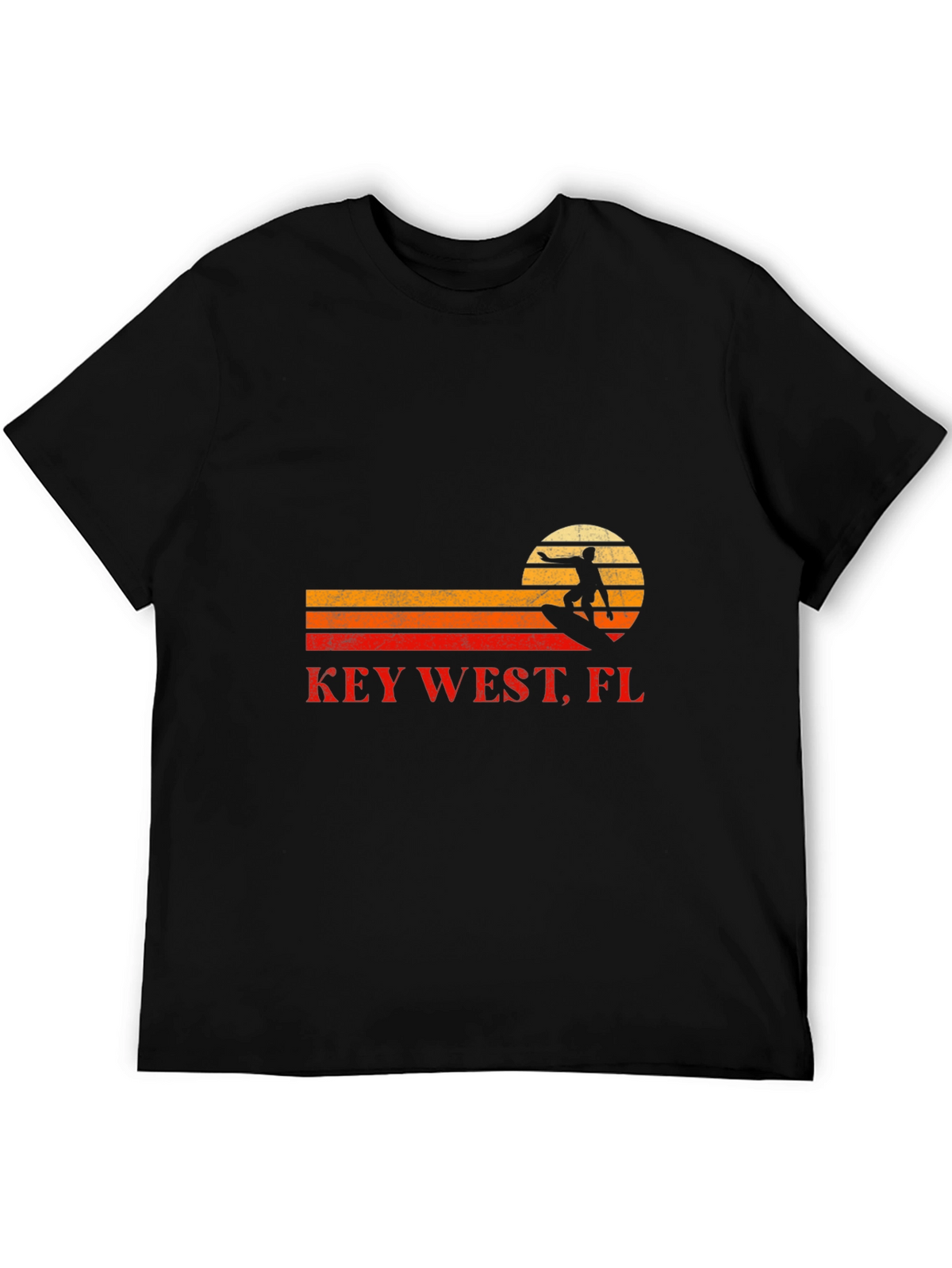 Key West FL Surfer Graphic Tee - Black