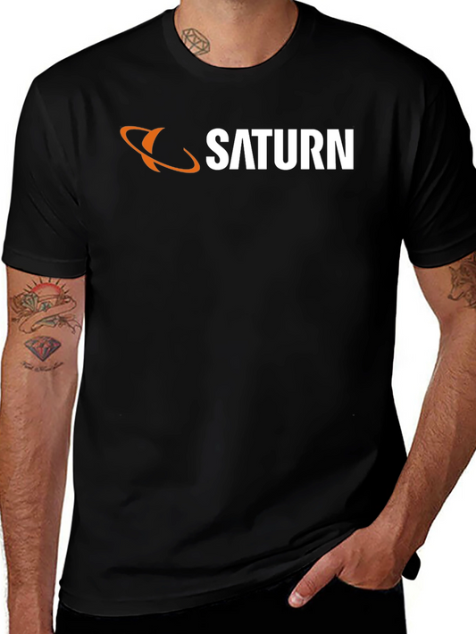 Saturn Logo Graphic T-Shirt - Classic Car Brand Tee