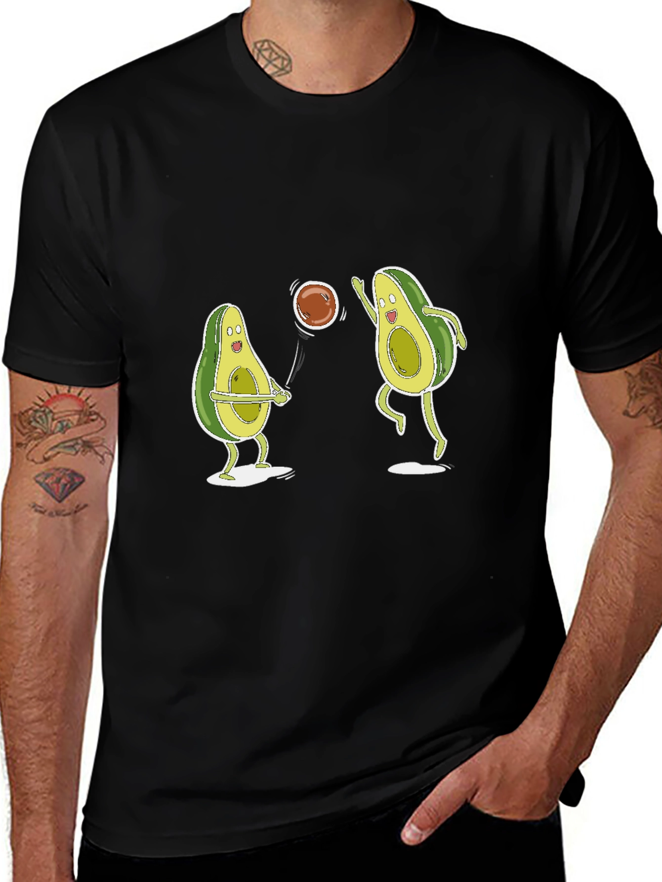 Avocado Volleyball Black T-Shirt