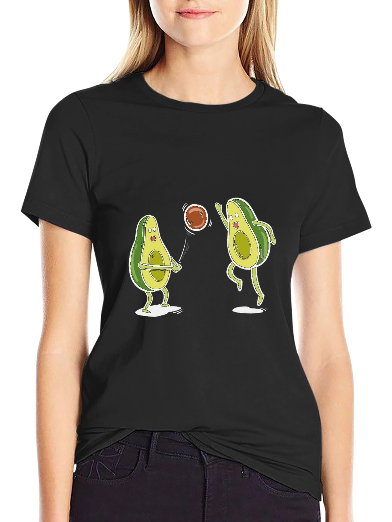 Avocado Volleyball Black T-Shirt