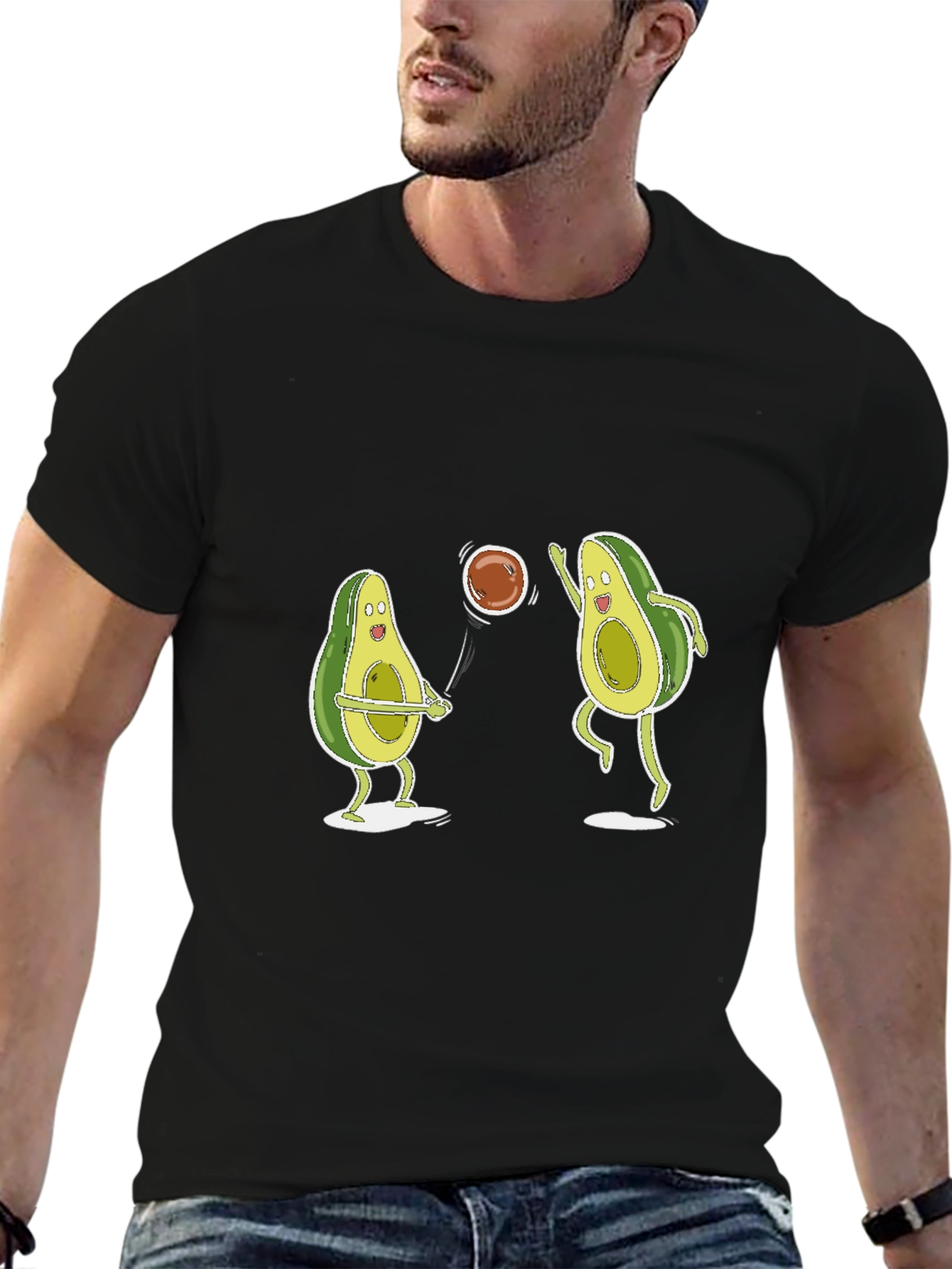 Avocado Volleyball Black T-Shirt