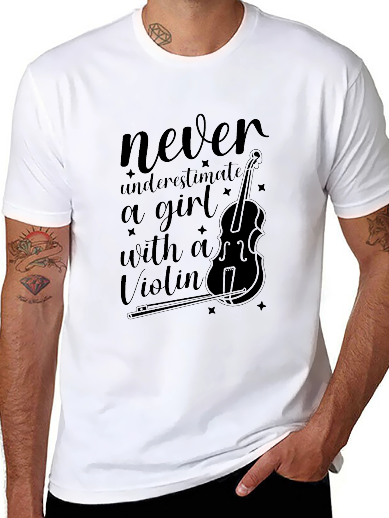 Never Underestimate a Girl with a Violin T-Shirt