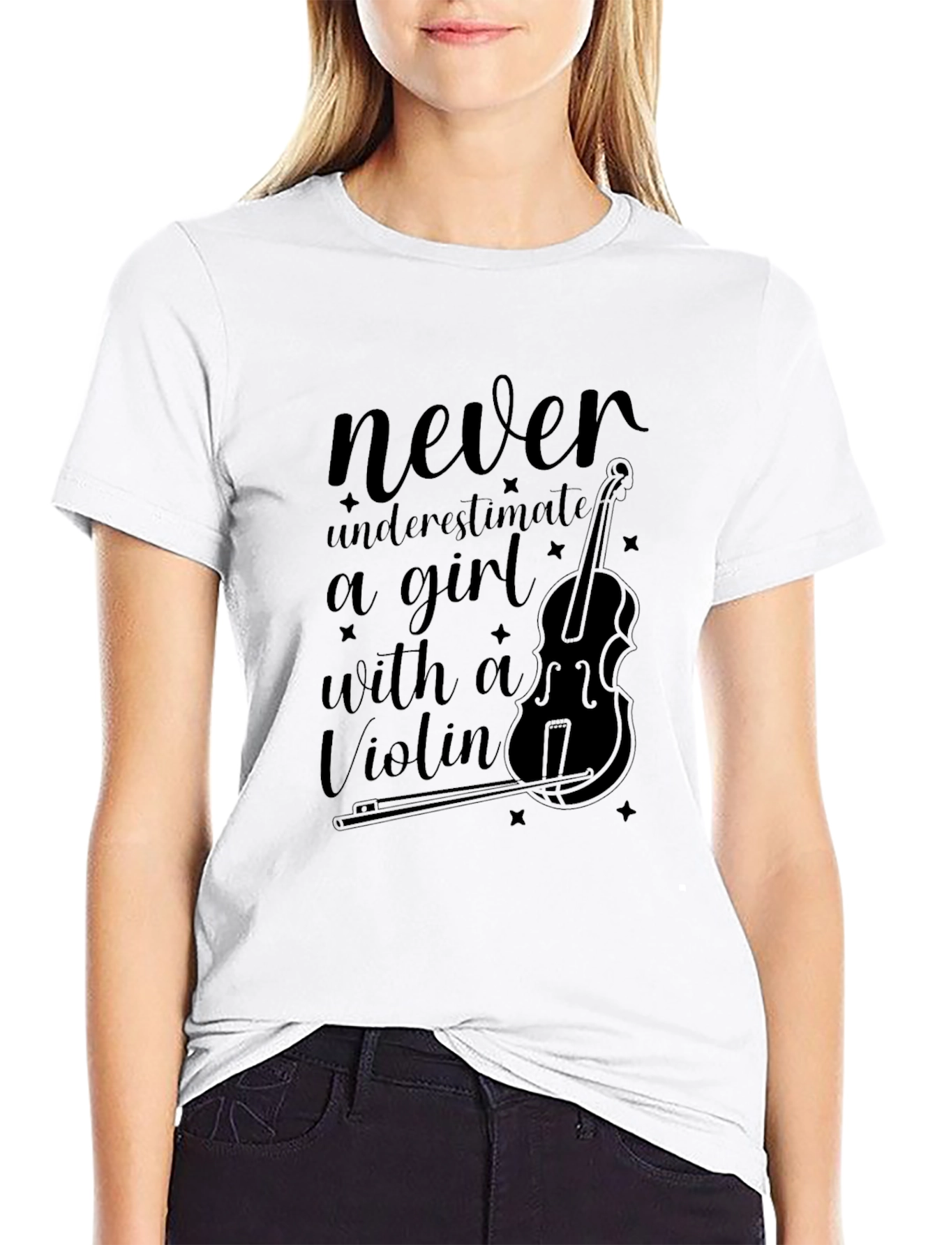 Never Underestimate a Girl with a Violin T-Shirt