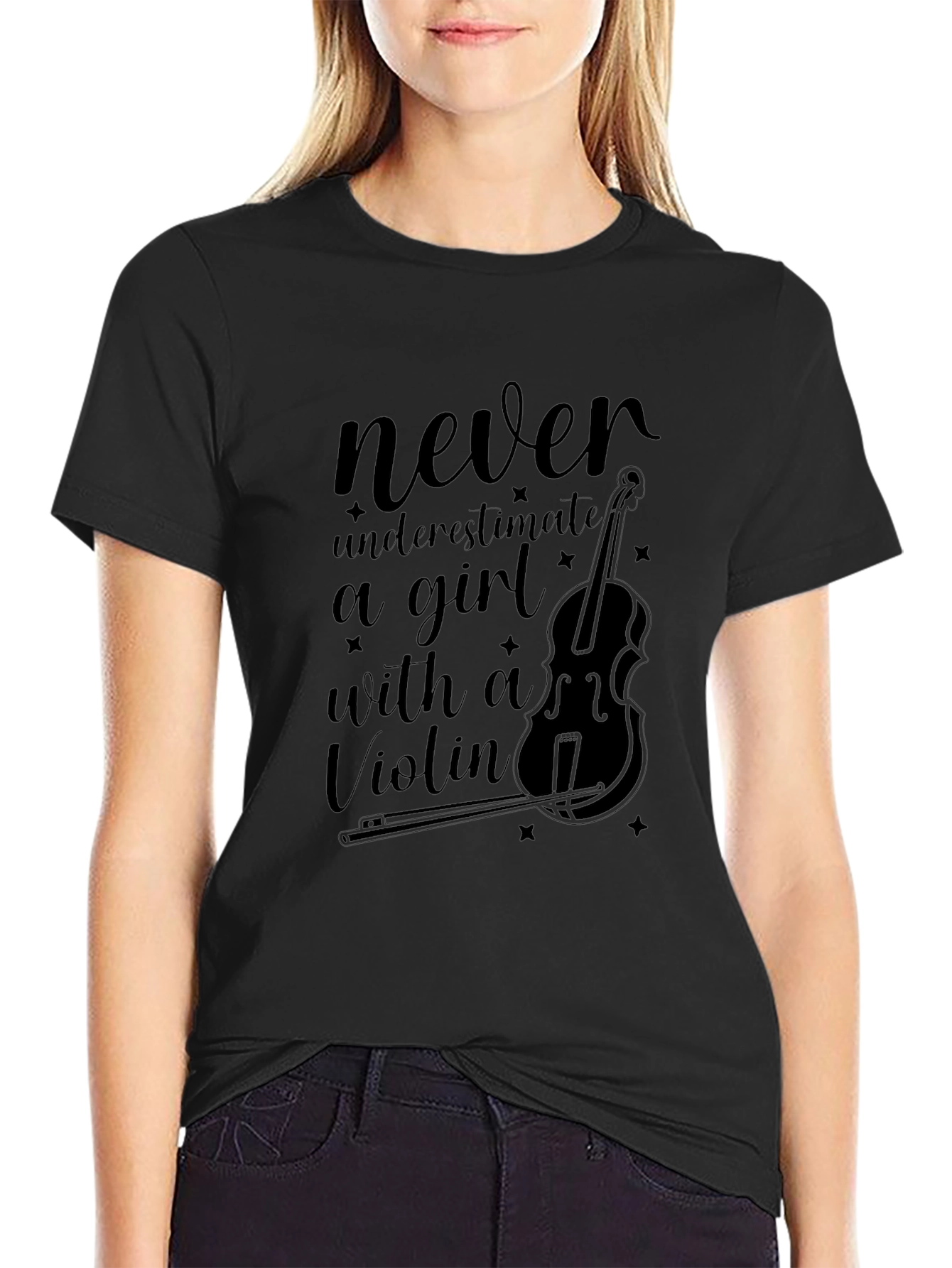 Never Underestimate a Girl with a Violin T-Shirt