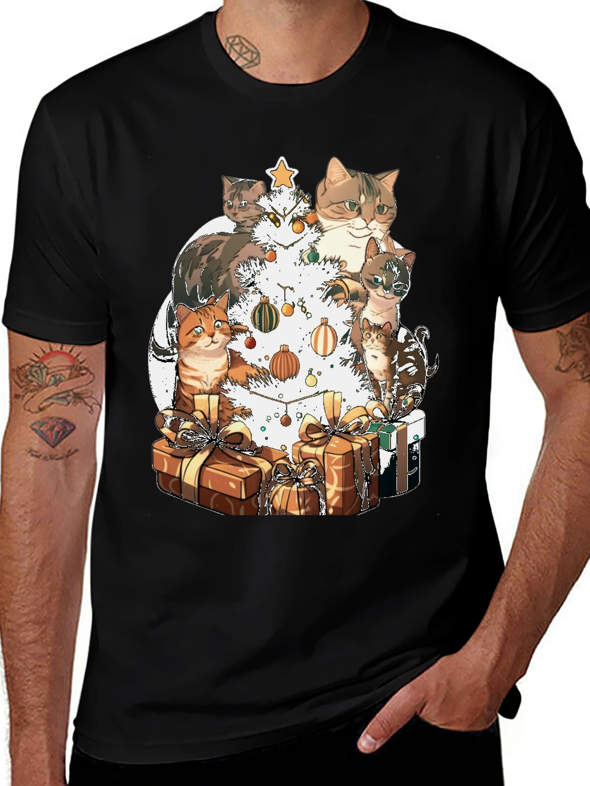 Festive Cat Christmas Tree T-Shirt