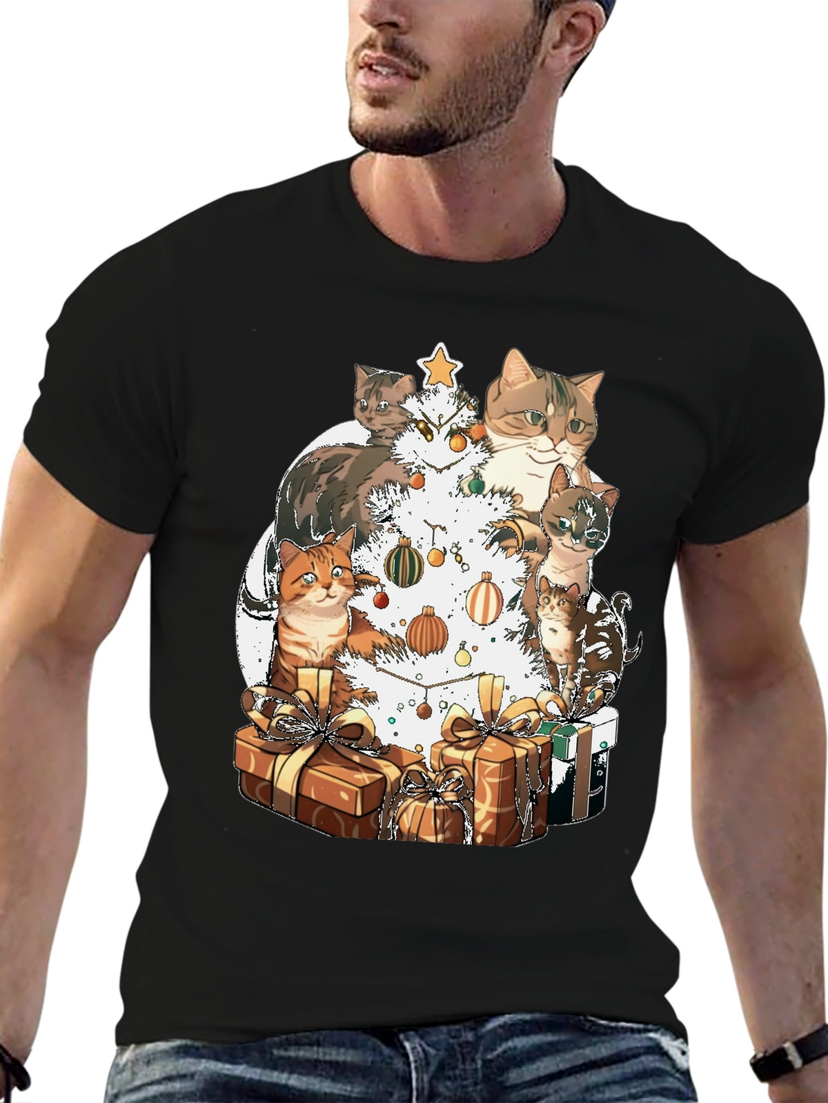 Festive Cat Christmas Tree T-Shirt