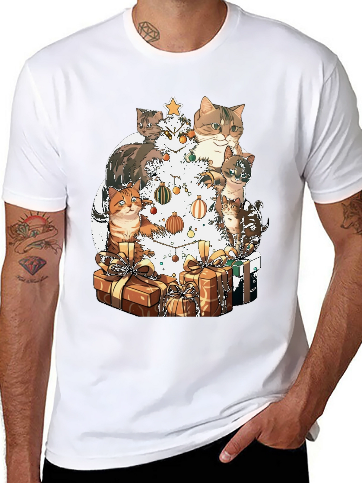Festive Cat Christmas Tree T-Shirt