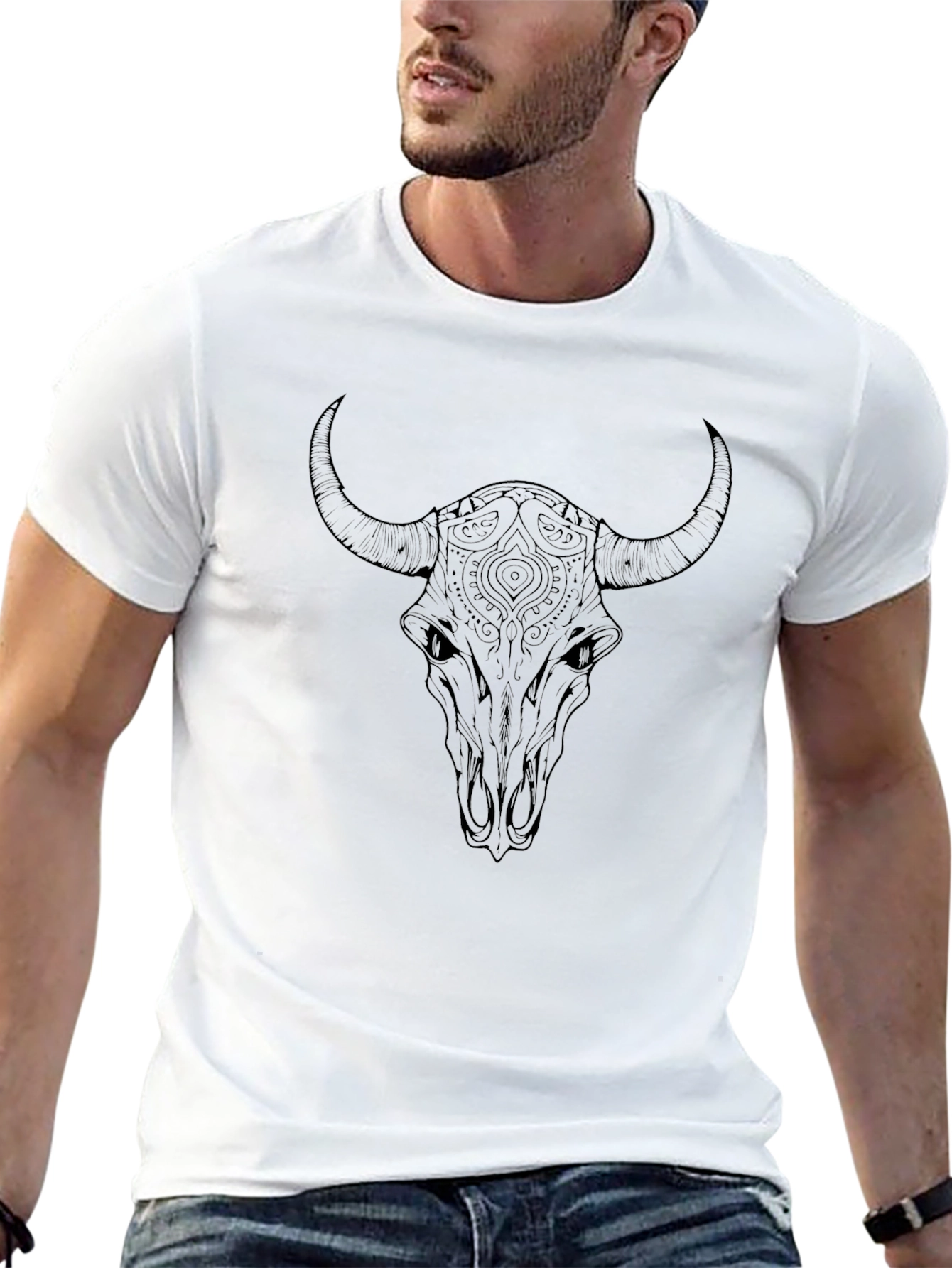 Black Bull Skull Graphic Tee