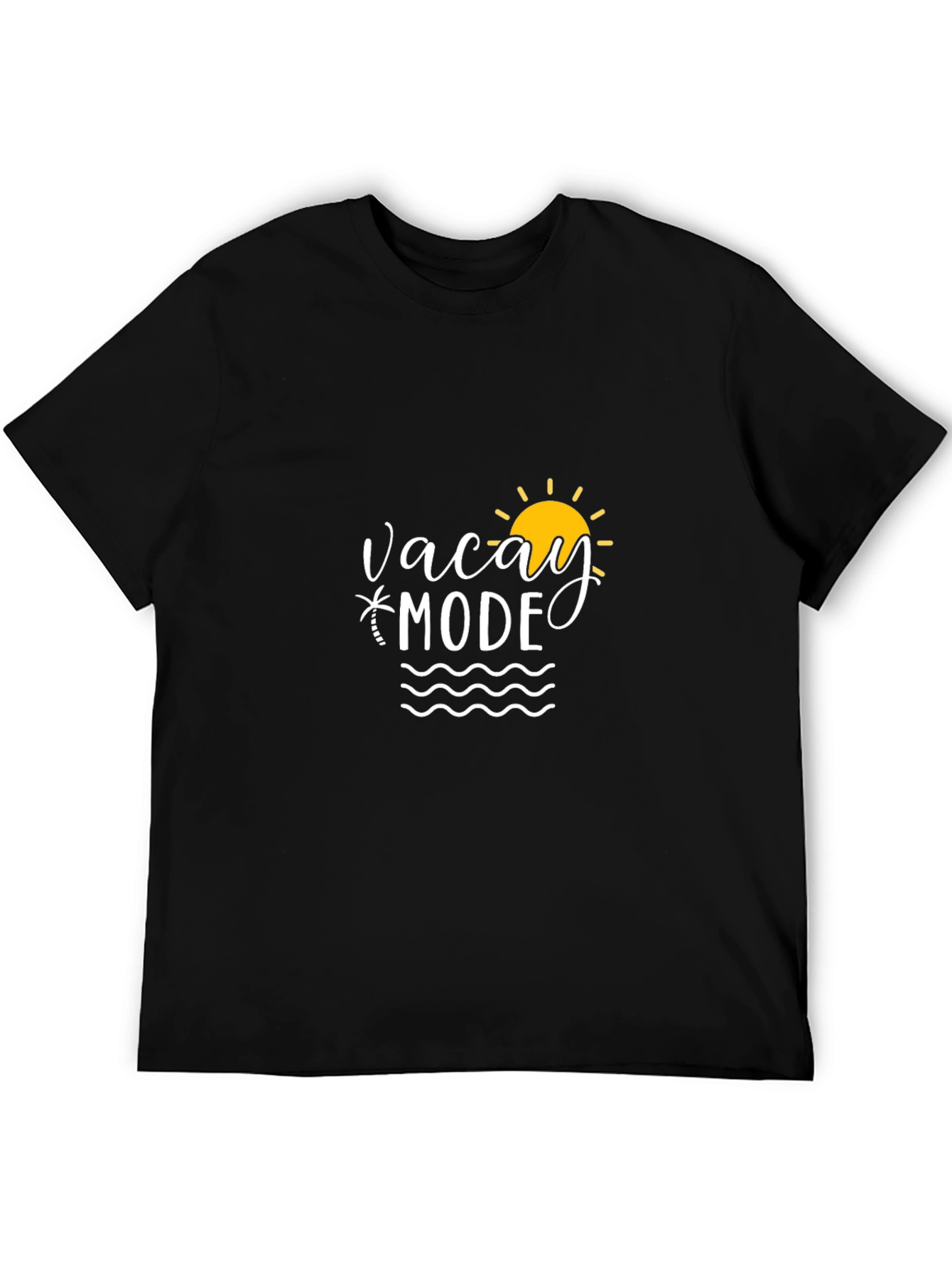Vacay Mode Black T-Shirt: Beach Vacation Ready