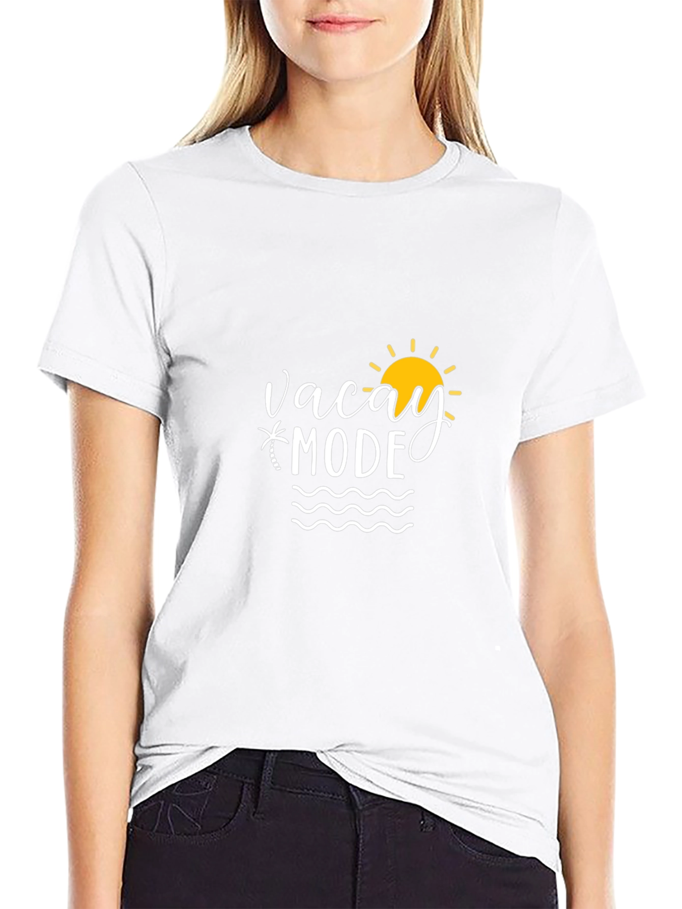 Vacay Mode Black T-Shirt: Beach Vacation Ready