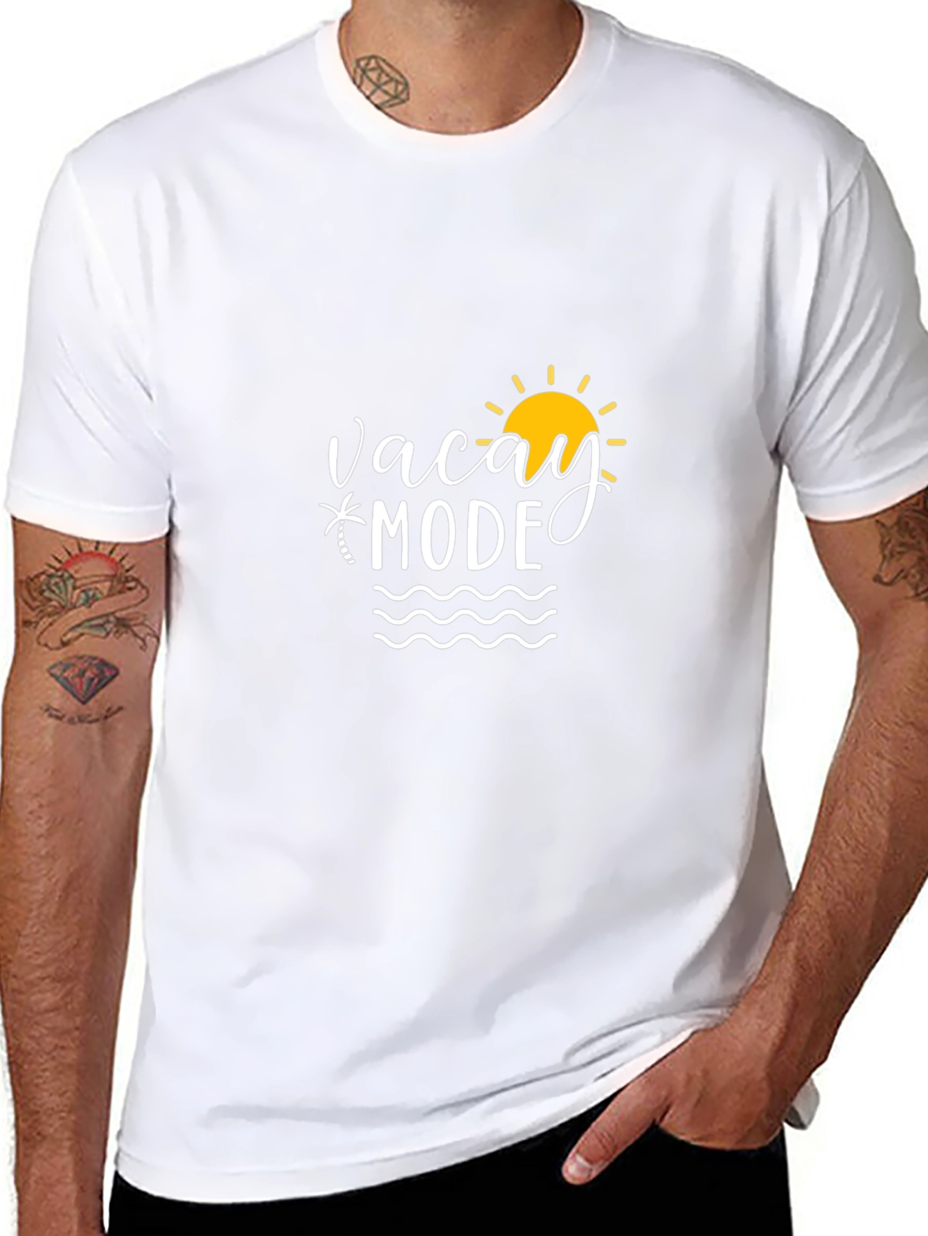 Vacay Mode Black T-Shirt: Beach Vacation Ready
