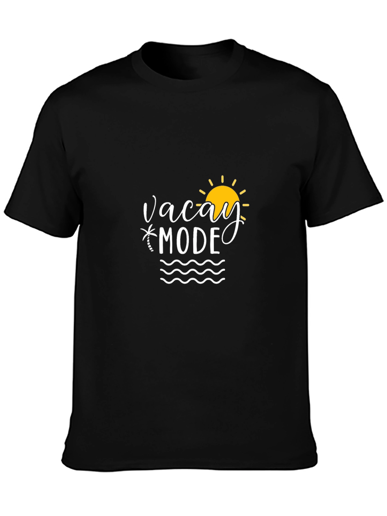 Vacay Mode Black T-Shirt: Beach Vacation Ready