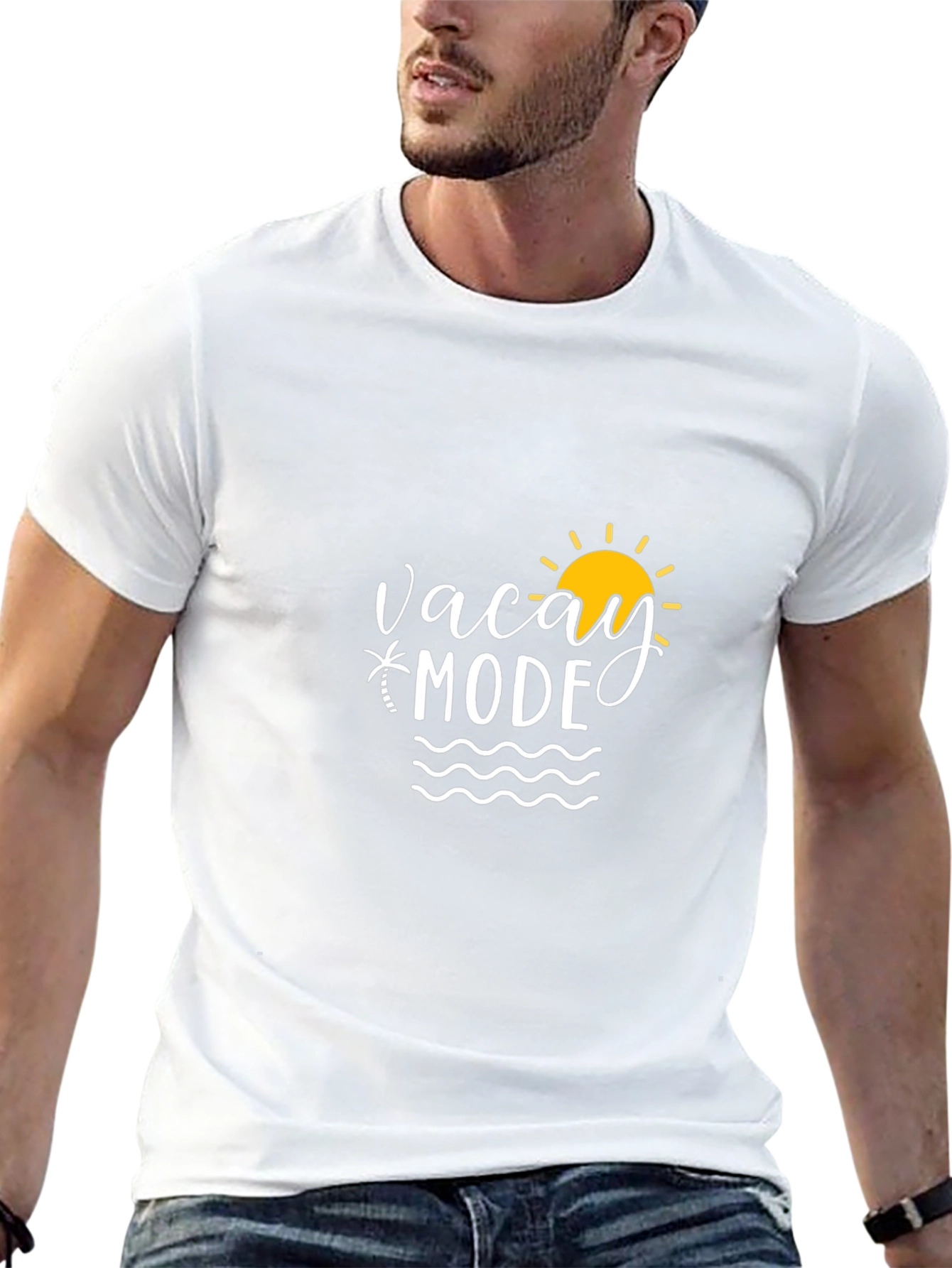 Vacay Mode Black T-Shirt: Beach Vacation Ready
