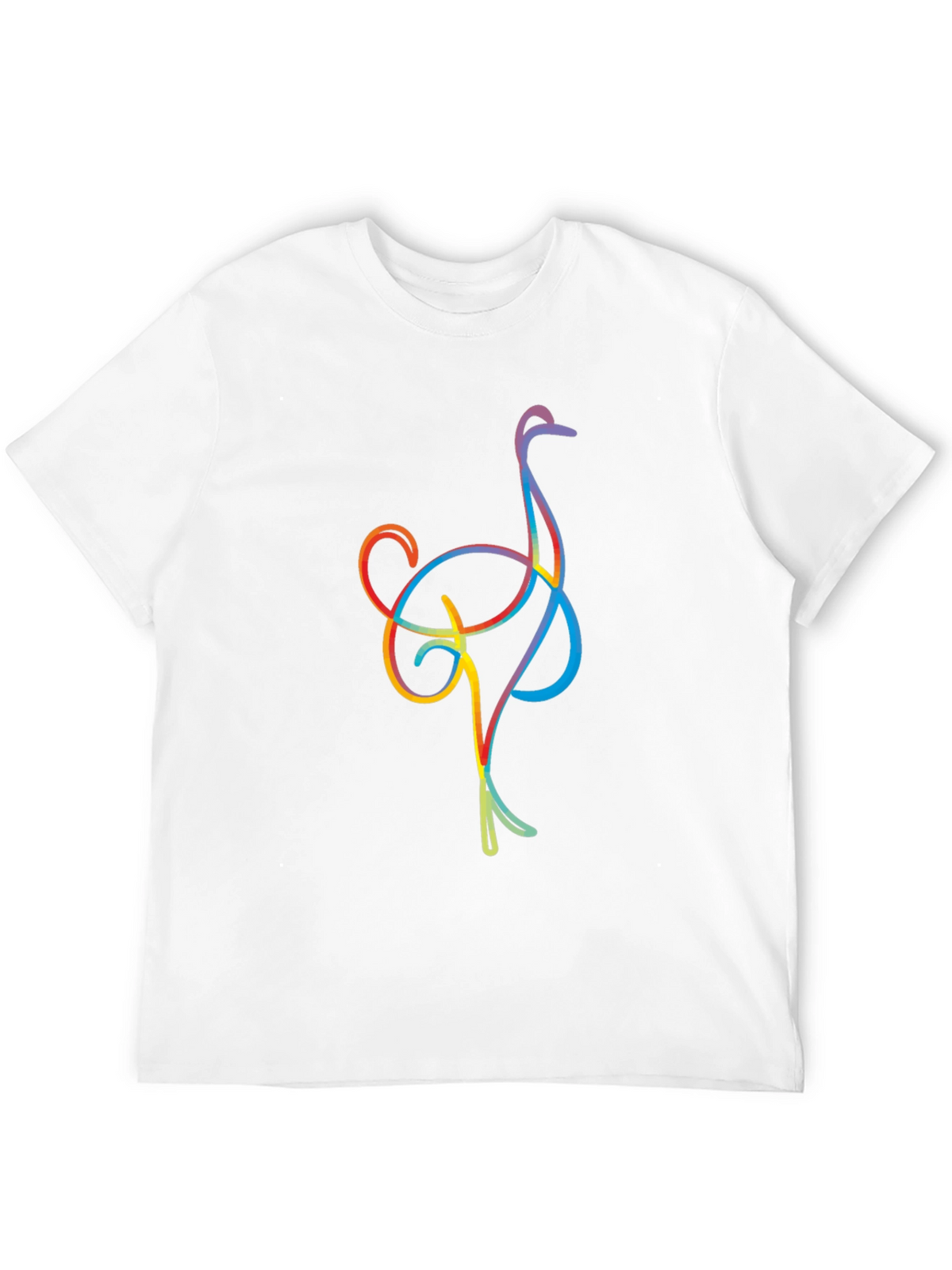 Ostrich Line Art Graphic Tee - Black Casual T-Shirt