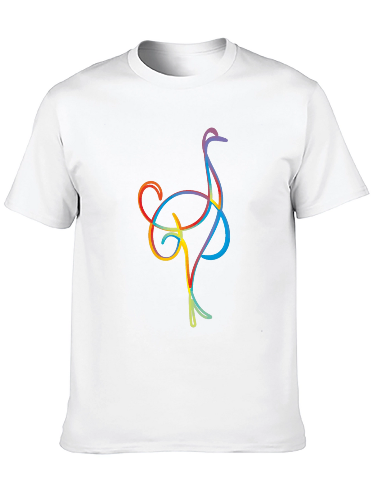 Ostrich Line Art Graphic Tee - Black Casual T-Shirt