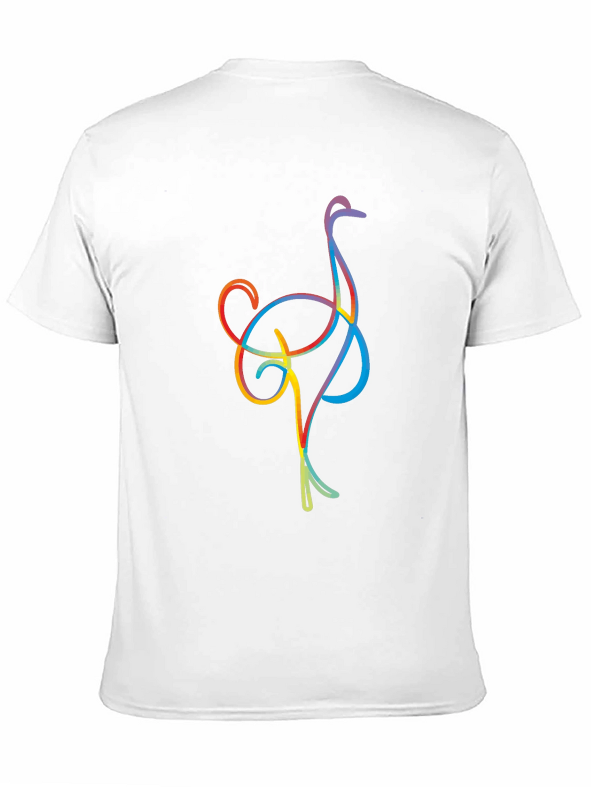 Ostrich Line Art Graphic Tee - Black Casual T-Shirt